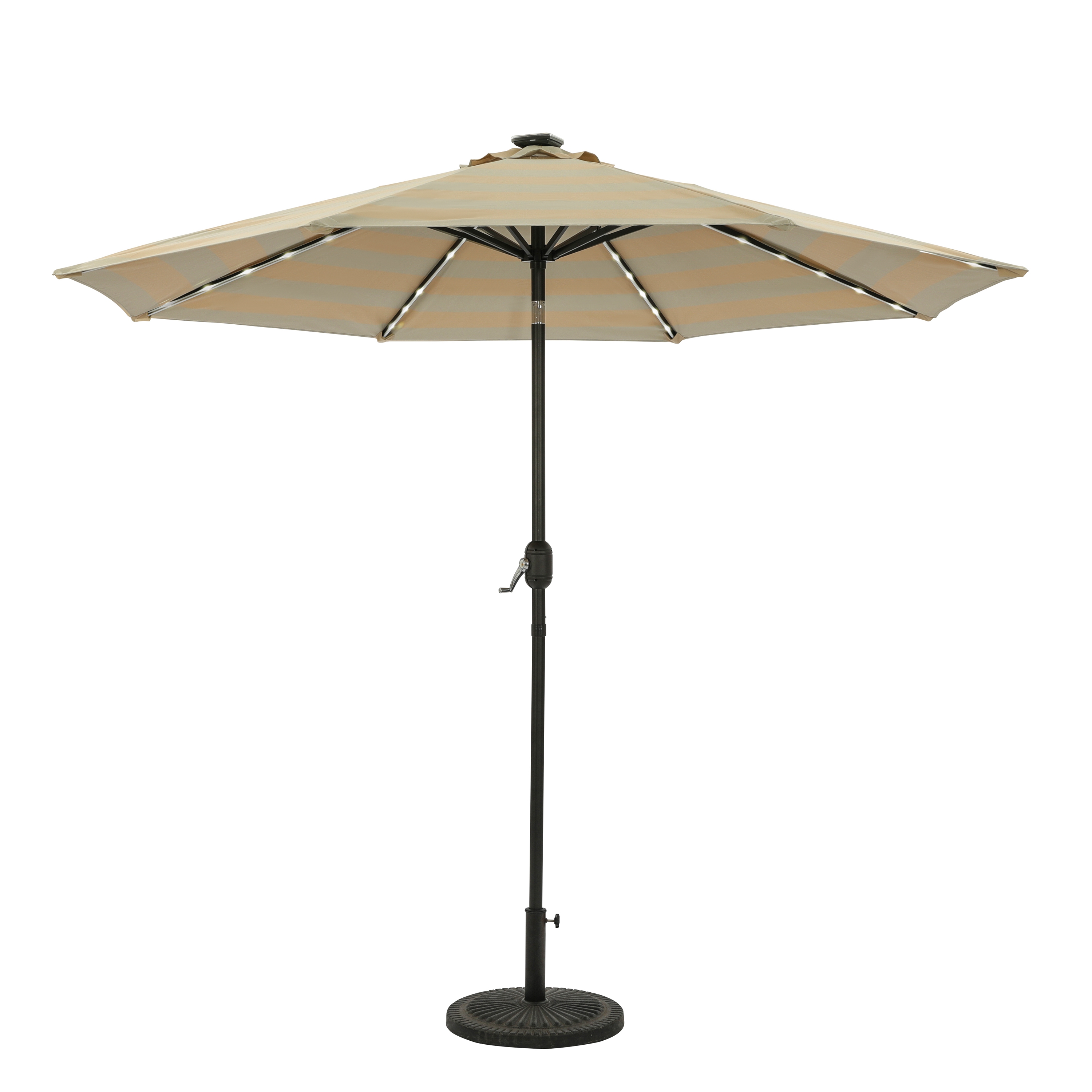 Mirage Fiesta 9-ft Octagon Market Umbrella with Solar LED Tube Lights - Champagne and Taupe | NU6850 - product image