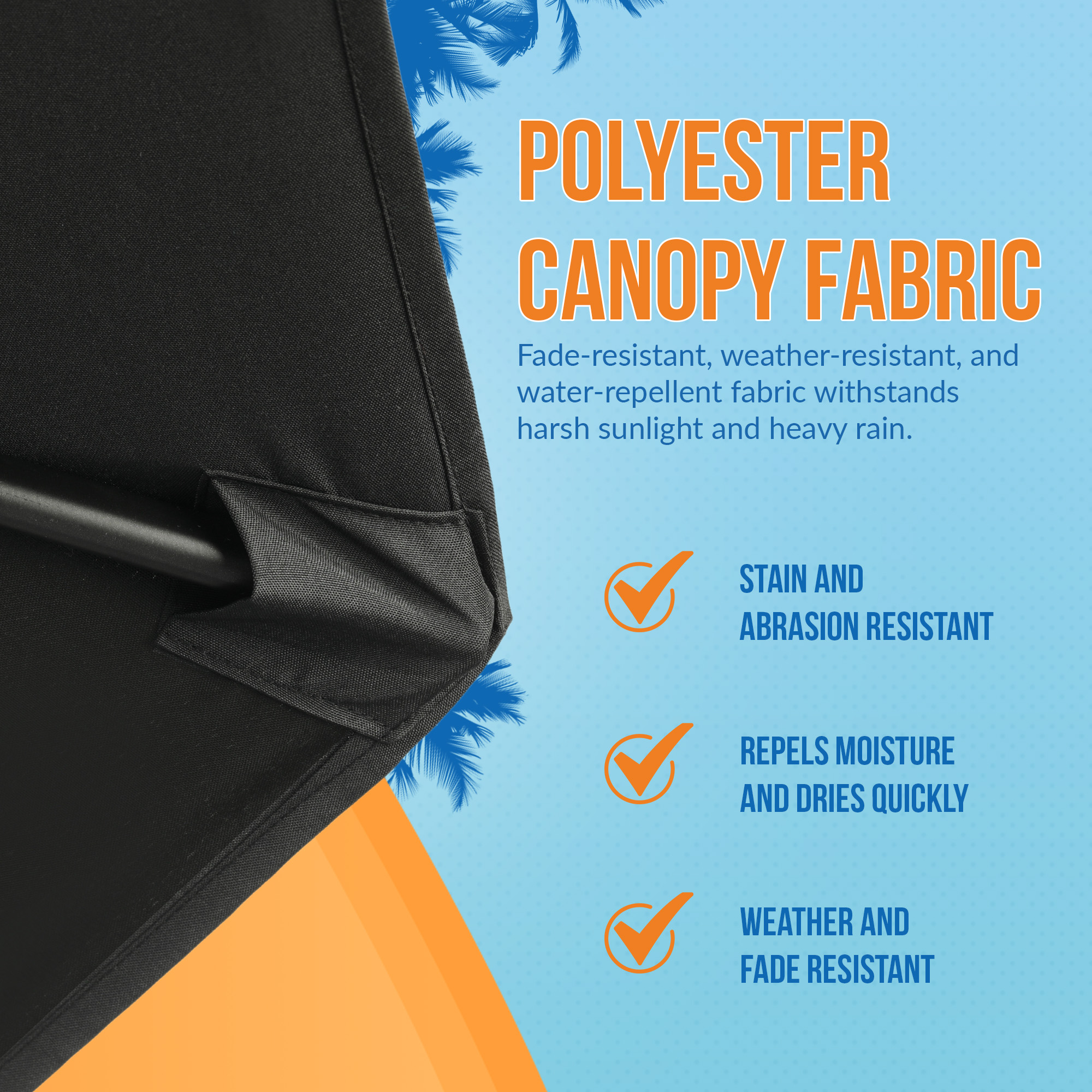 Trinidad 9-ft Octagon Market Umbrella - Black - Polyester Canopy | NU6831 image 7