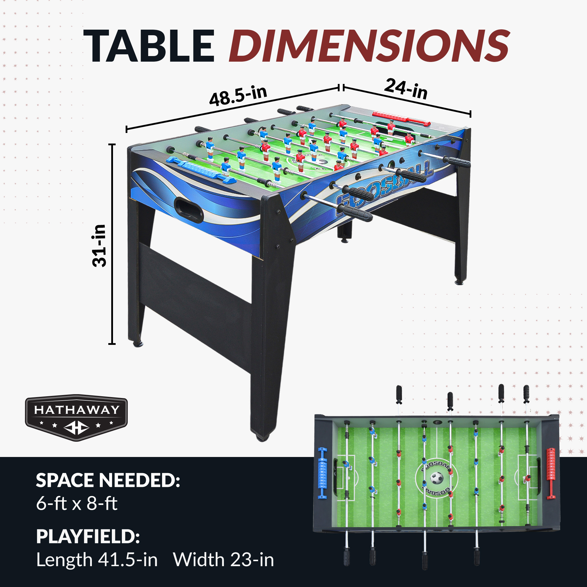 Allure 48-in Foosball Table - Black and Blue | BG5015 image 3