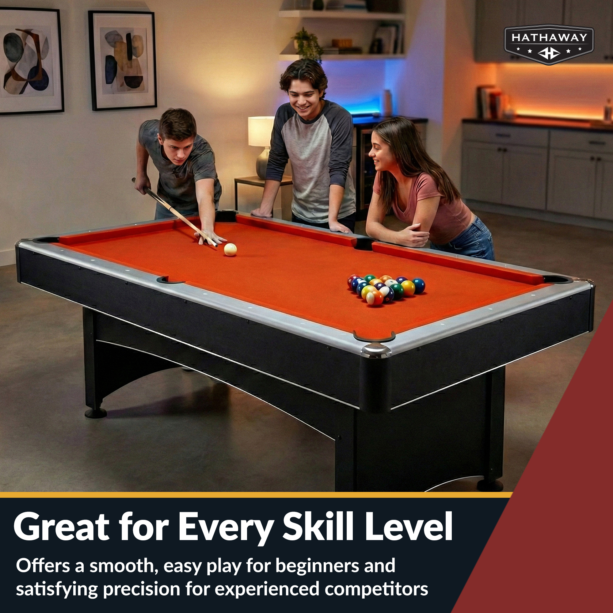 Maverick 7-ft Pool Table with Table Tennis Top - Black with Red Felt | BG1023 image 8