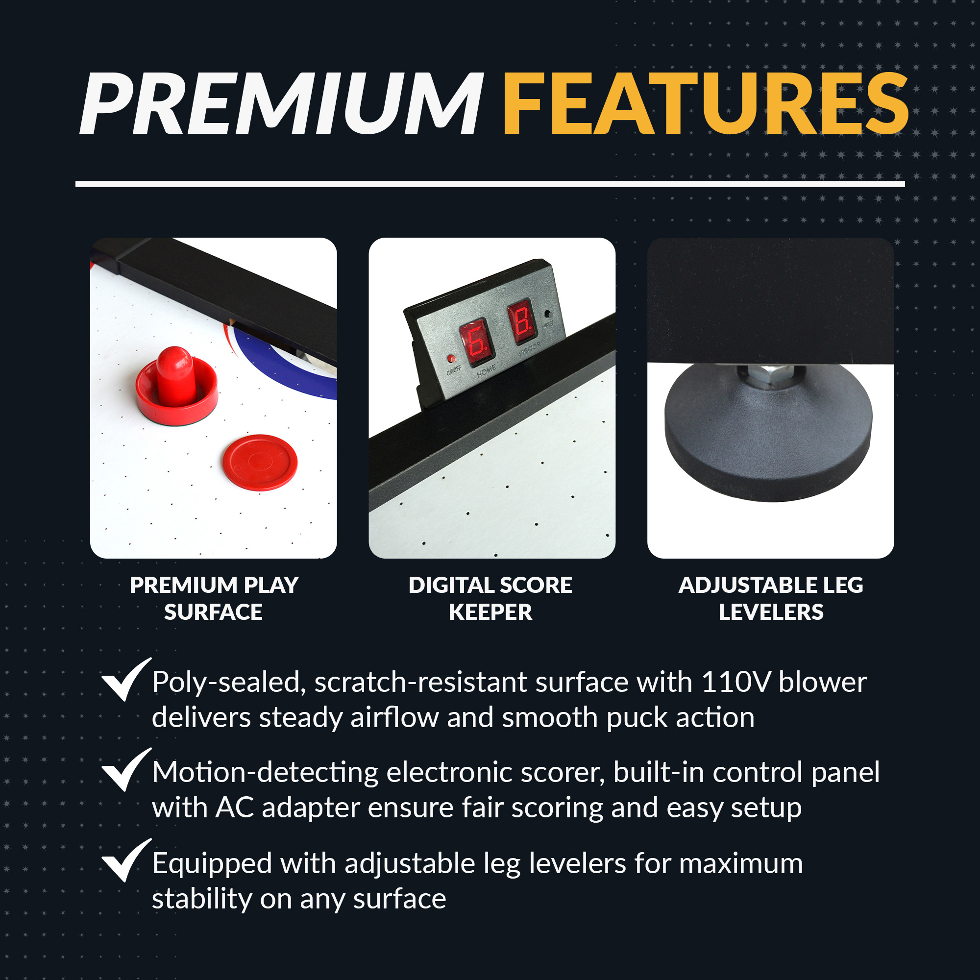 Patriot 60-in Air Hockey Table with LED Scoring | BG4009H image 6