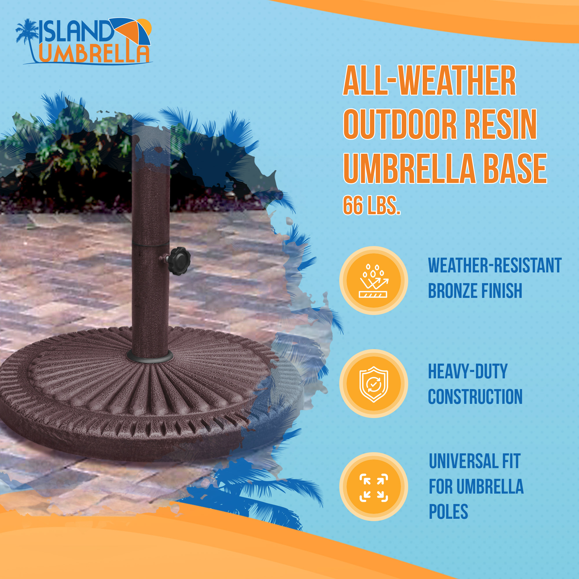 66-lb All-Weather Outdoor Resin Umbrella Base - Bronze | NU5406 image 3