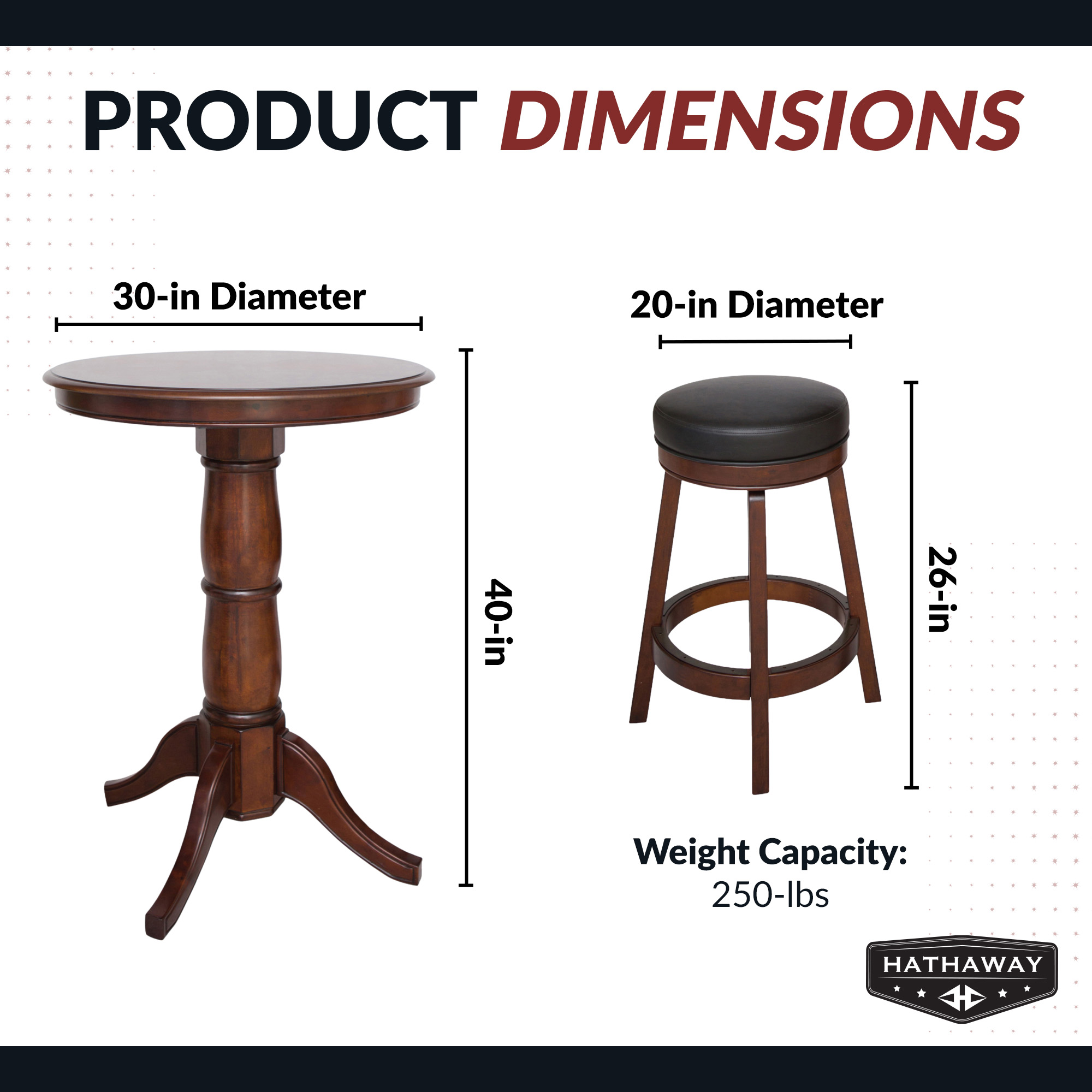 Oxford 3 Piece Hardwood Pub Table Set - Walnut Finish | BG2715W image 3