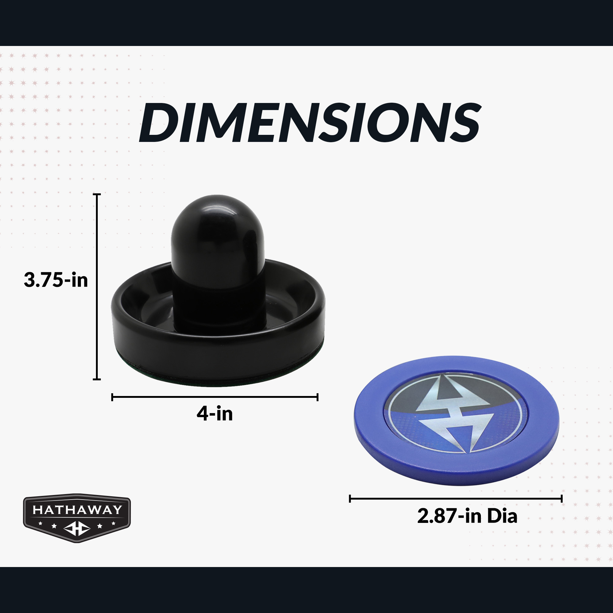 Air Hockey 3.75-in Strikers and 2.87-in Pucks - Black and Blue | BG50384 image 2