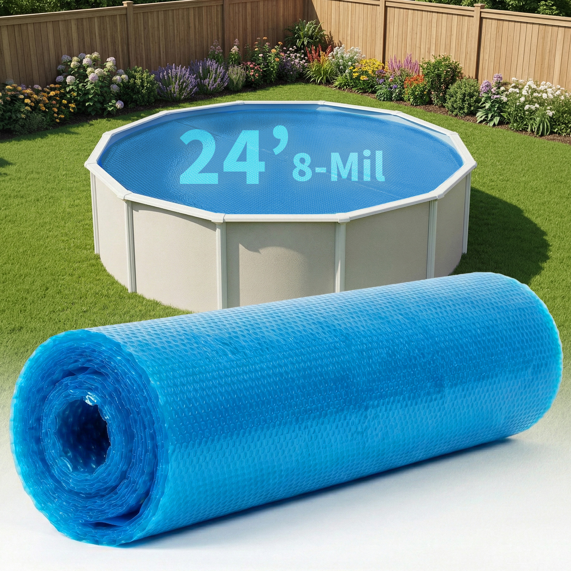 8-mil Solar Blanket for 24-ft Round Above-Ground Pools - Blue | NS120 image 2