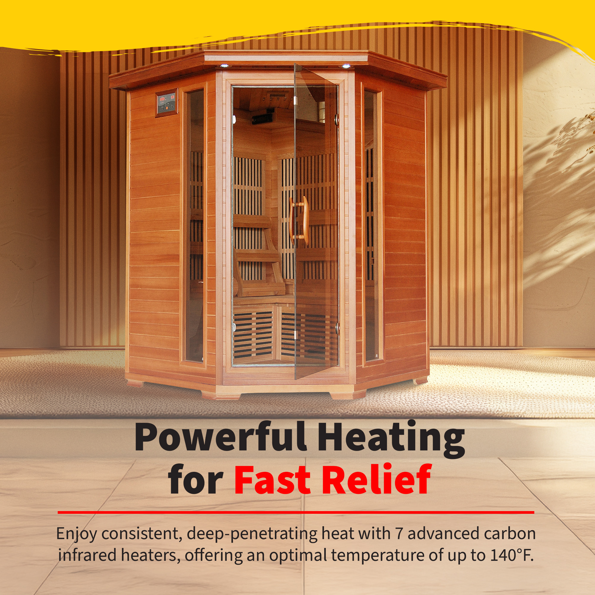 Hudson Bay 3-Person Cedar Corner Infrared Sauna with 7 Carbon Heaters | SA1312 image 7