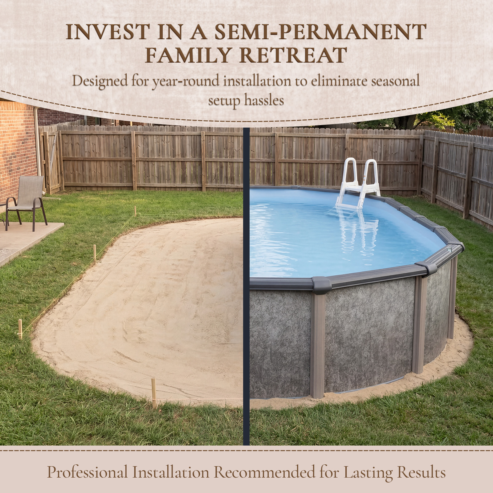 Riviera 15-ft x 30-ft Oval 54-in Deep 8-in Top Rail Metal Wall Swimming Pool Package | NB3624 image 6