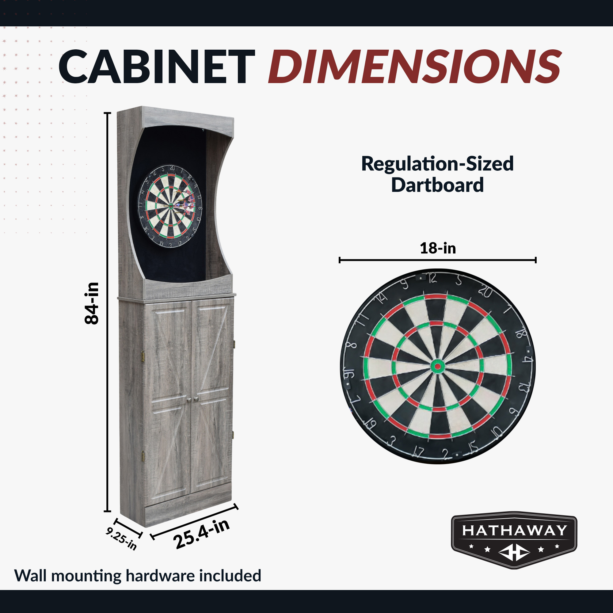 Westwood Bristle Dartboard and 84-in Free-Standing Cabinet - Rustic Gray | BG50367 image 3