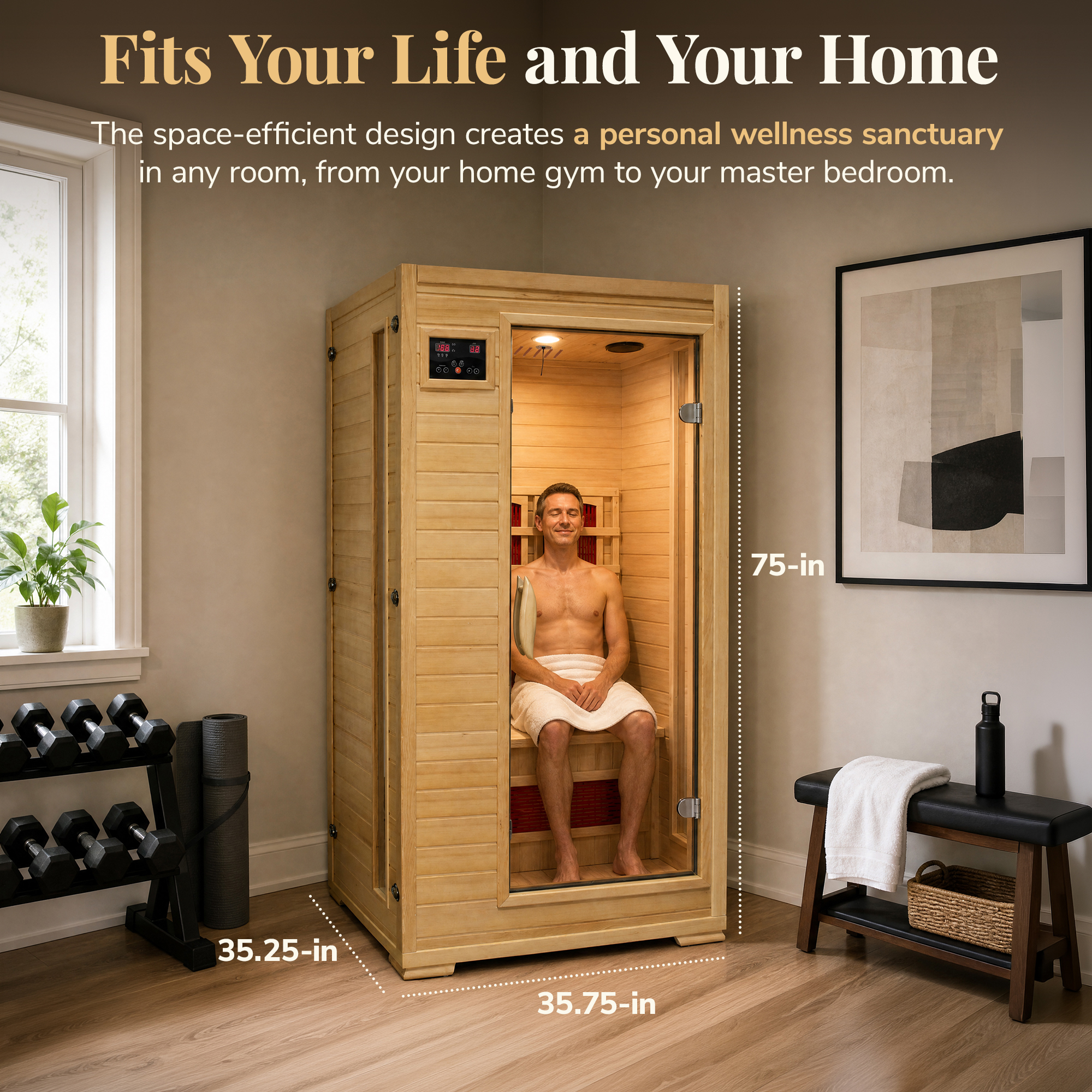 Buena Vista 1-2 Person Hemlock Infrared Sauna with 3 Ceramic Heaters | SA2400 image 4