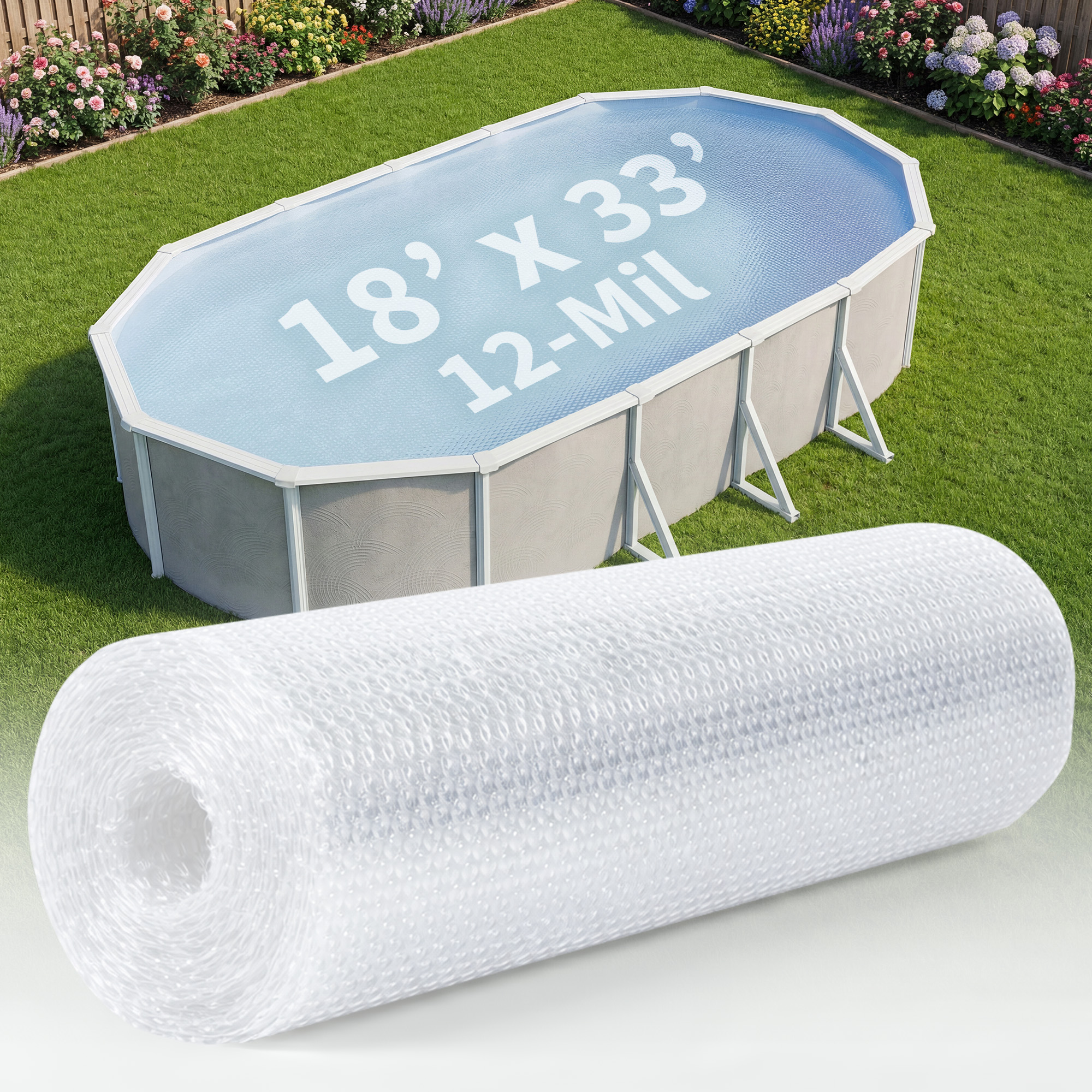12-mil Solar Blanket for Oval 18-ft x 33-ft Above-Ground Pools - Clear | NS500 image 2