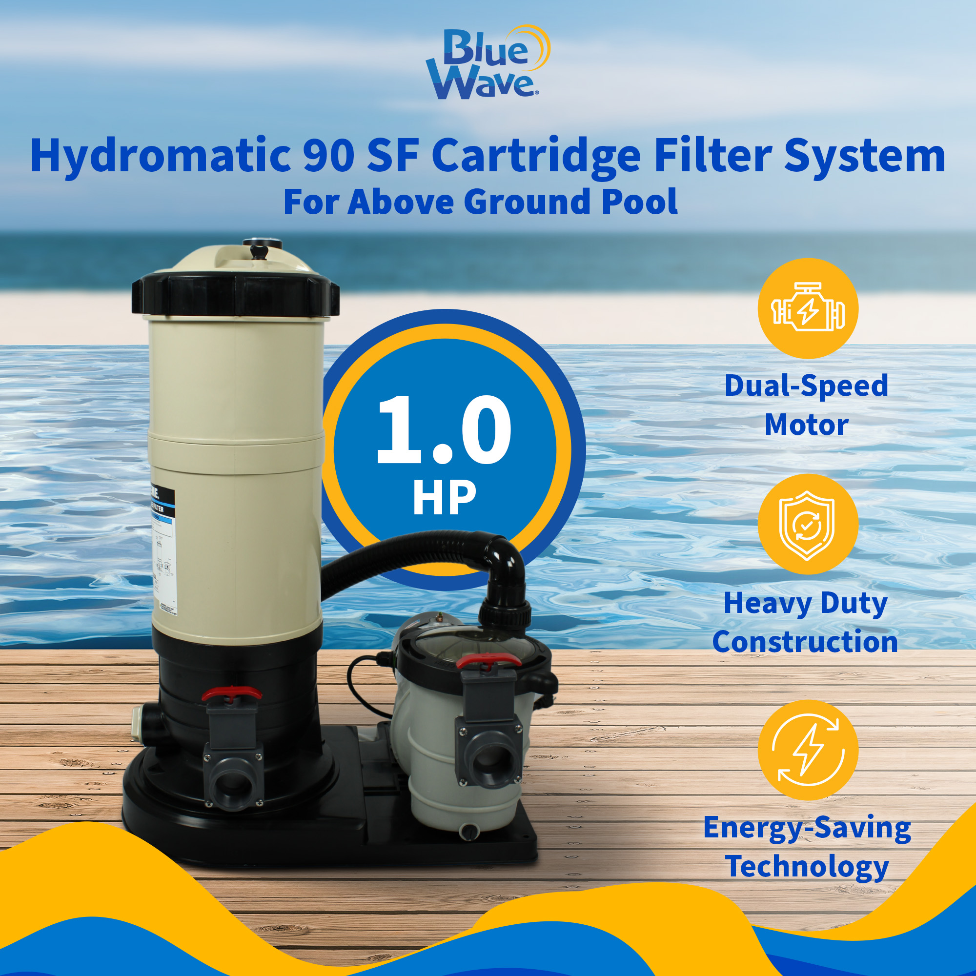 FlowExtreme 90 SF Cartridge Filter System with 1 HP Pump for Above Ground Pools | NE635 image 3