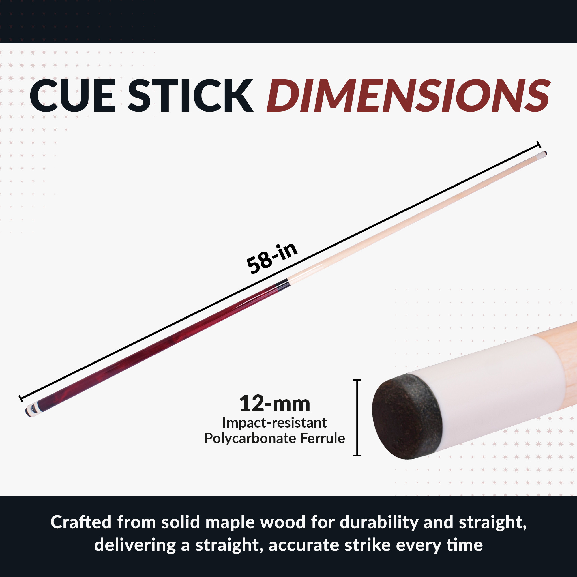Conquest 58-in Cue Stick and Case Set - Maple Wood - Red | BG50392 image 2