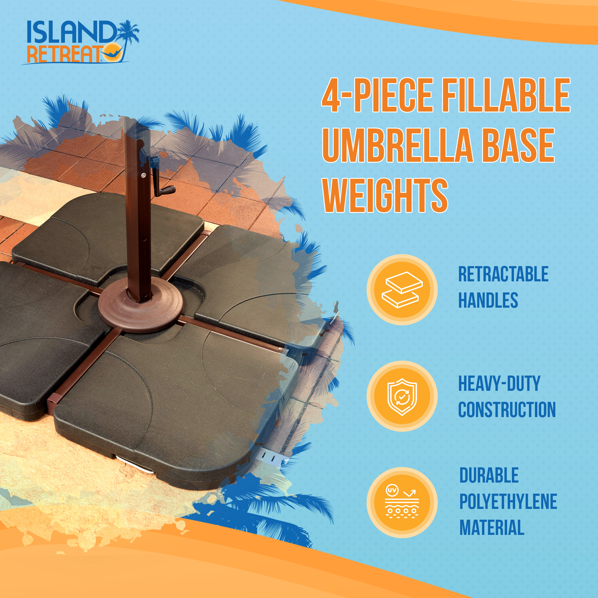 (4) 35-lb Resin Umbrella Base Weights in Black | NU5395C image 3