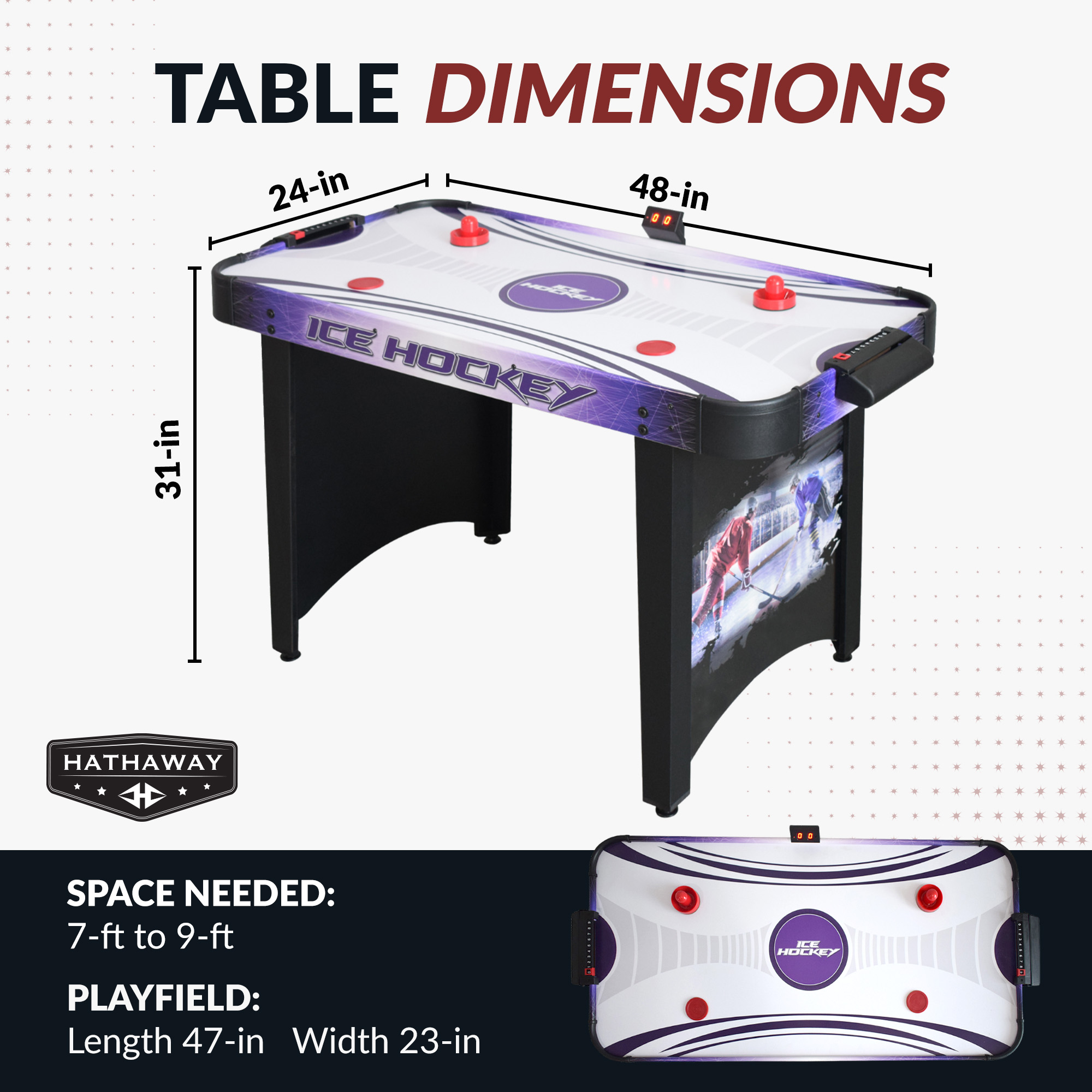 Hat Trick 48-in Air Hockey Table with LED Scoring | BG1015H image 3