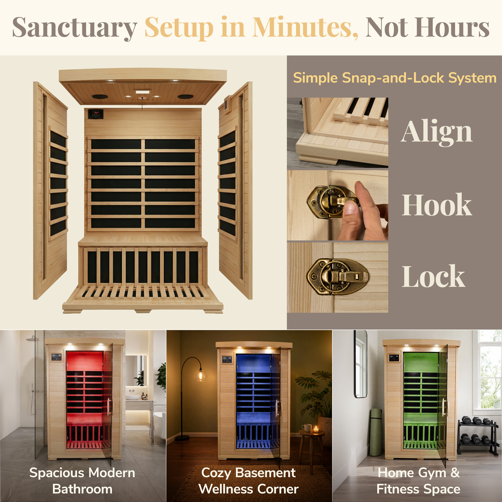 Coronado 2-Person Hemlock Deluxe Infrared Sauna with 6 Carbon Heaters | SA2409 image 5