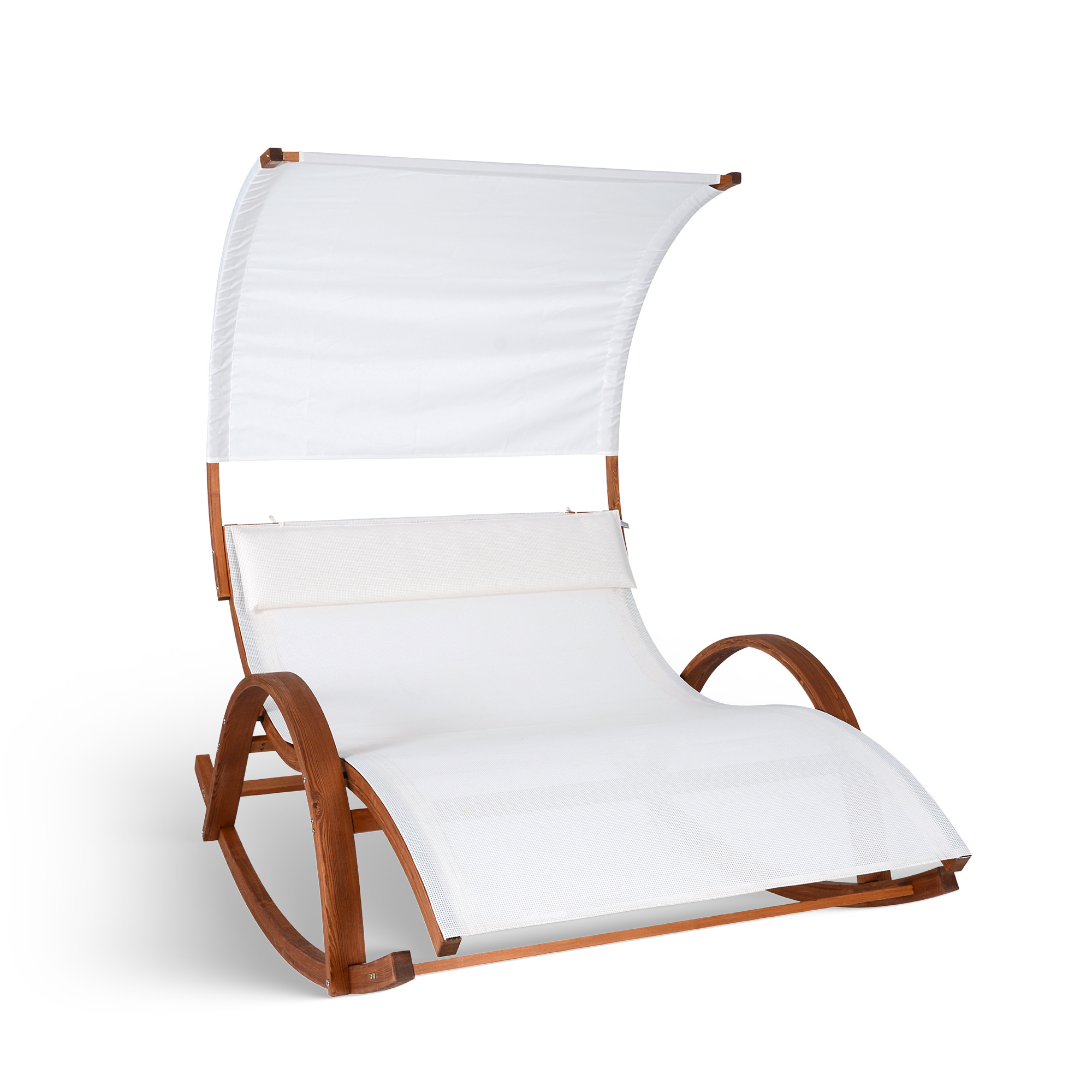 Bentwood Breeze Wood Frame Dual Rocking Lounger With Canopy | NU6903 image 2