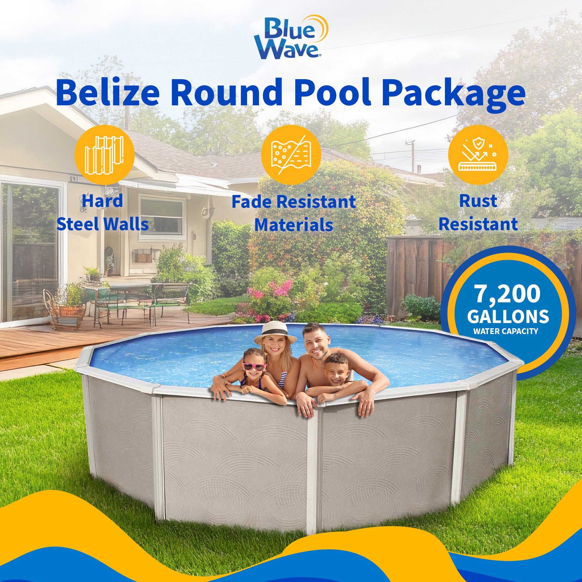 Belize 18-ft Round 52-in Deep 6-in Top Rail Swimming Pool Package | NB3032 image 3