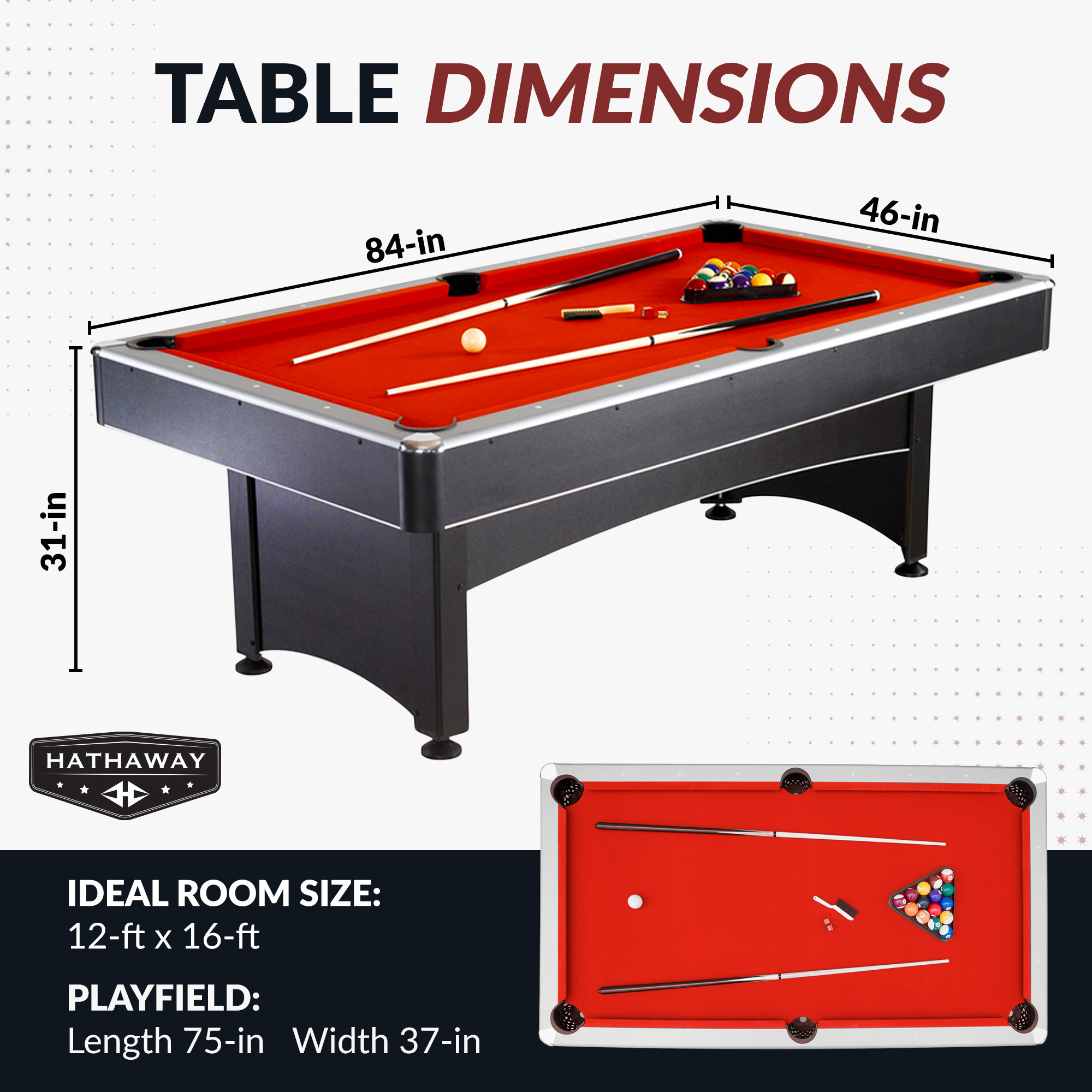 Maverick 7-ft Pool Table with Table Tennis Top - Black with Red Felt | BG1023M image 2