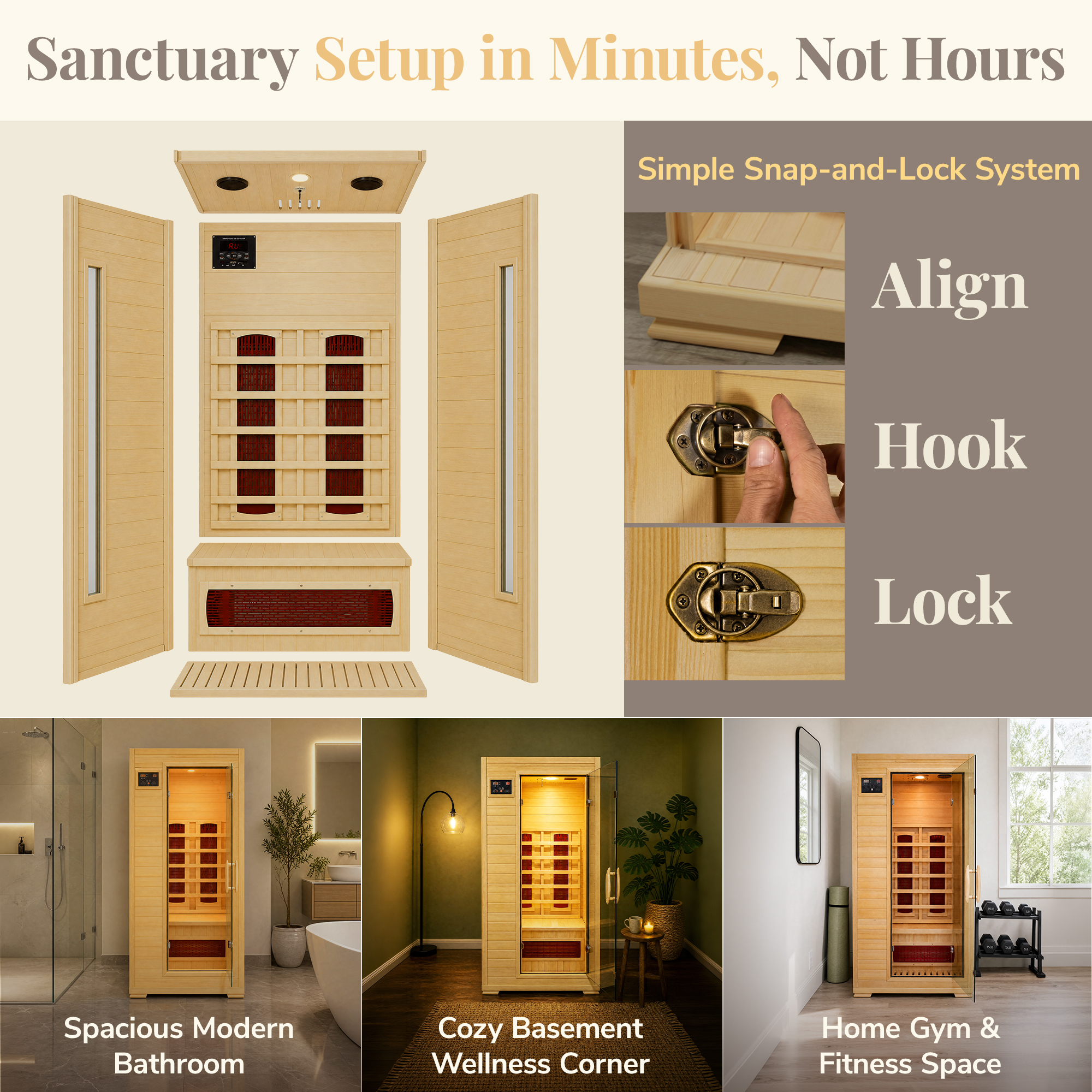 Buena Vista 1-2 Person Hemlock Infrared Sauna with 3 Ceramic Heaters | SA2400 image 5
