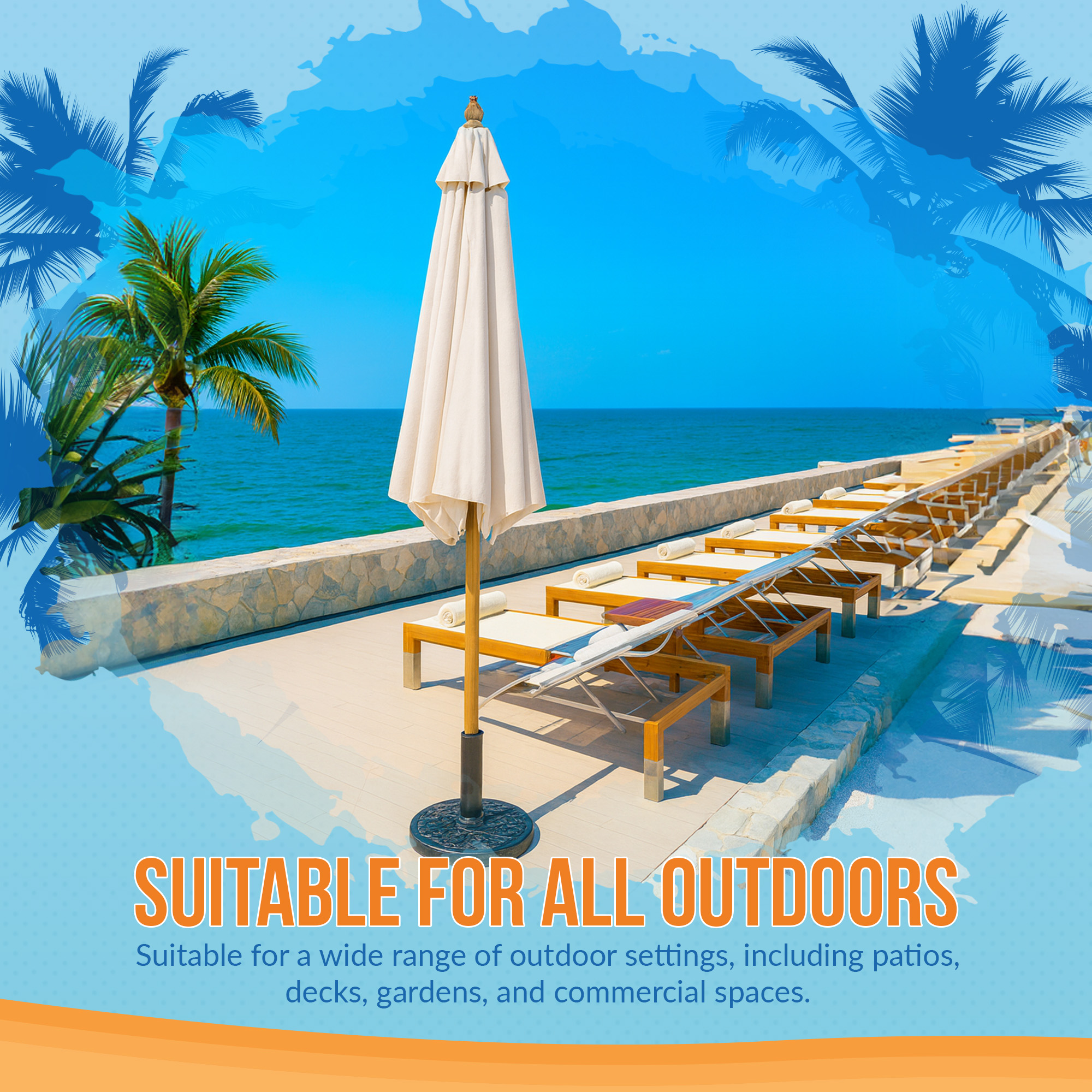 Cenote 9-ft Octagon Market Umbrella - White - Breez-Tex Canopy | NU6853 image 8