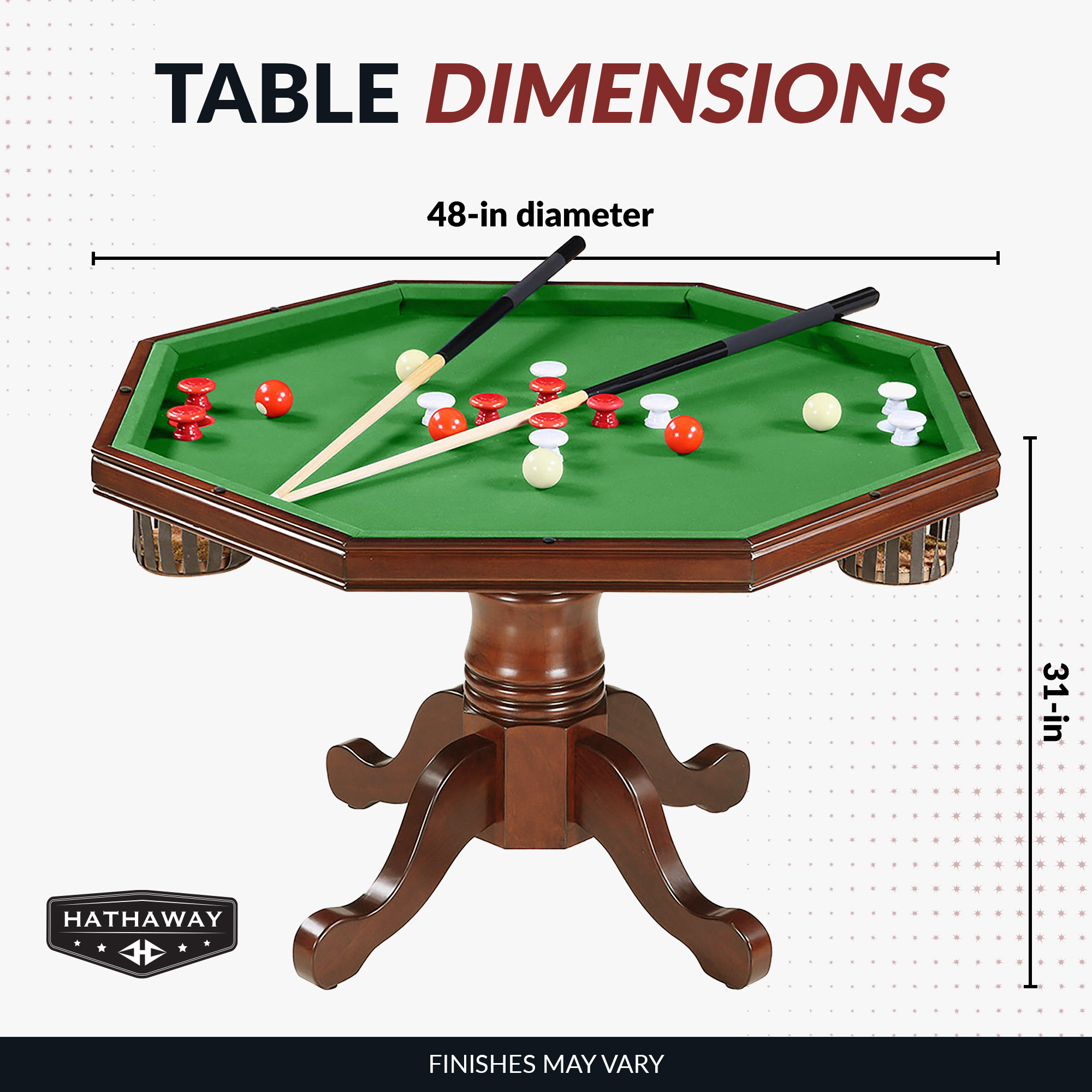 Kingston 48-in Poker Table Combo Set (Table Only) - Walnut Finish | BG2366T image 2