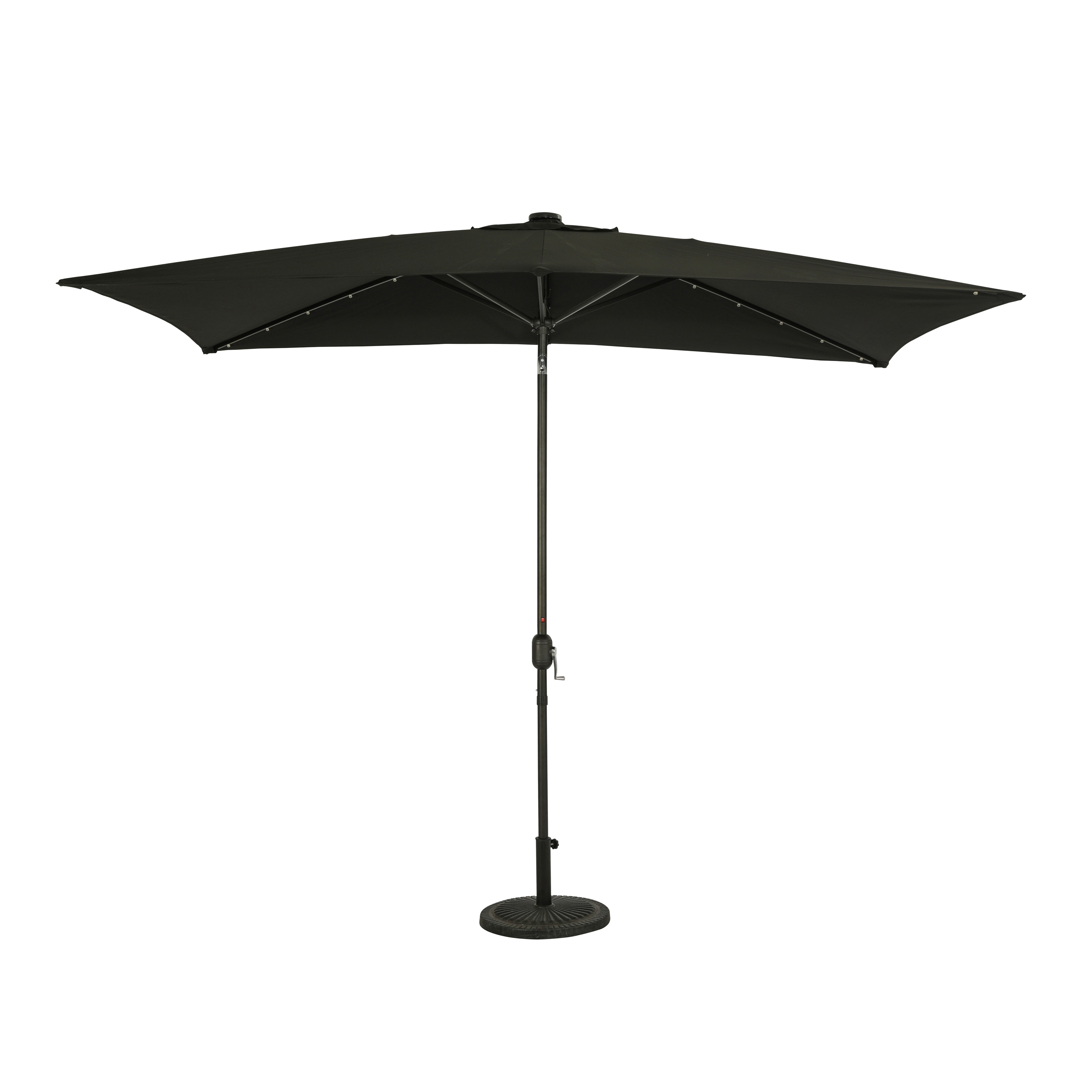 Nassau 6.5-ft x 10-ft Rectangular Market Umbrella with LED Lights - Black - Breez-Tex Canopy | NU6862
