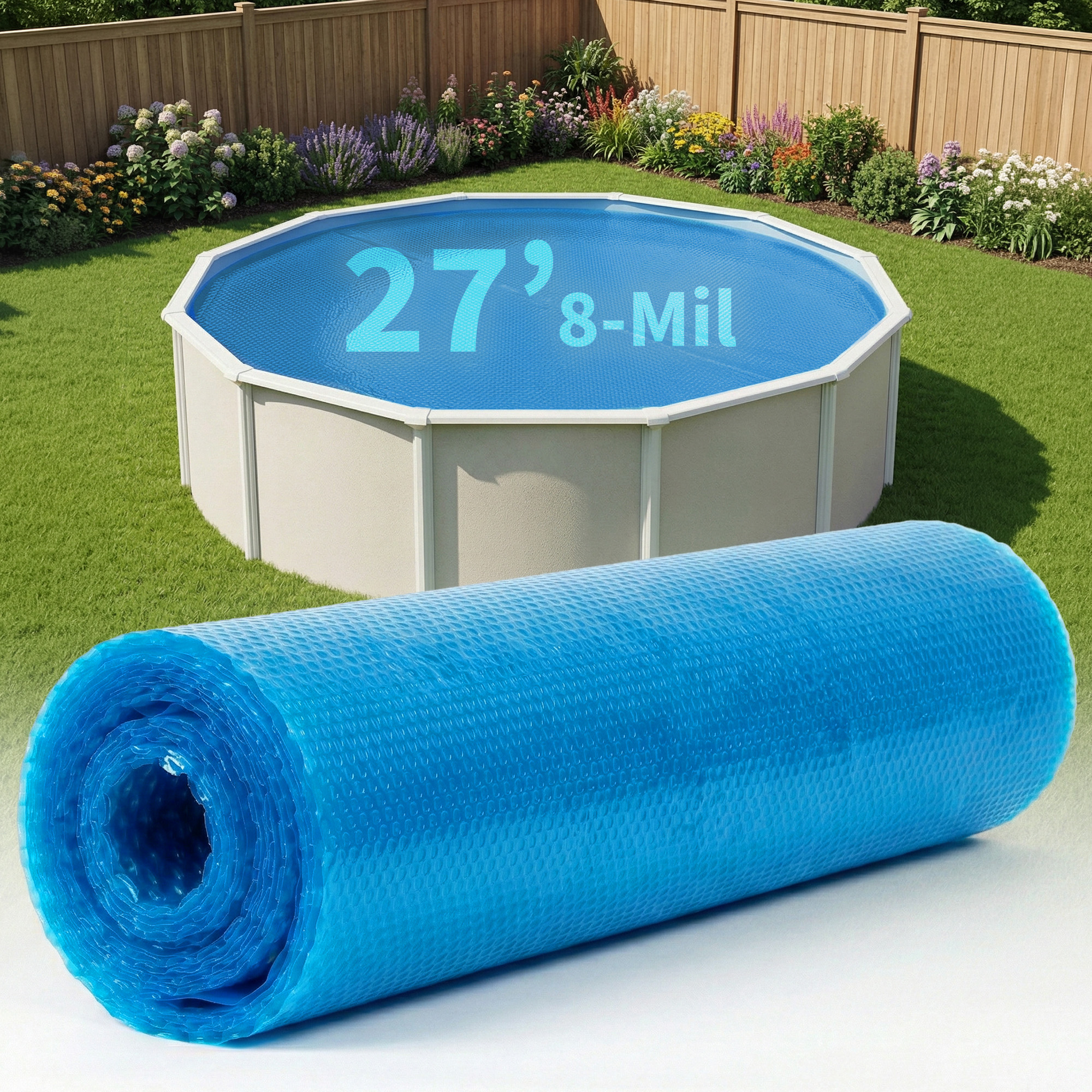 8-mil Solar Blanket for 27-ft Round Above-Ground Pools - Blue | NS124 image 2