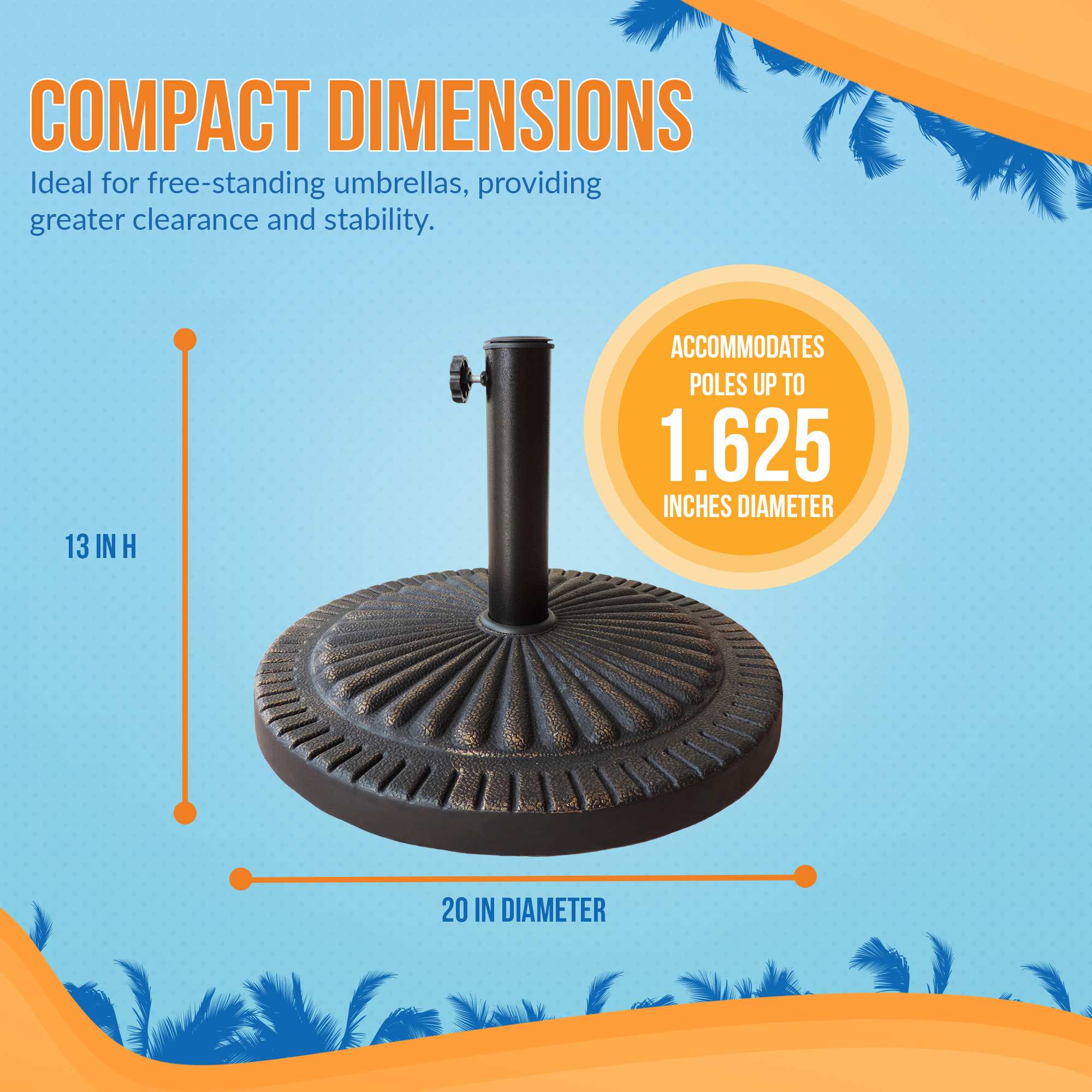31-lb All-Weather Outdoor Poly-Resin Umbrella Base - Bronze | NU6792 image 5