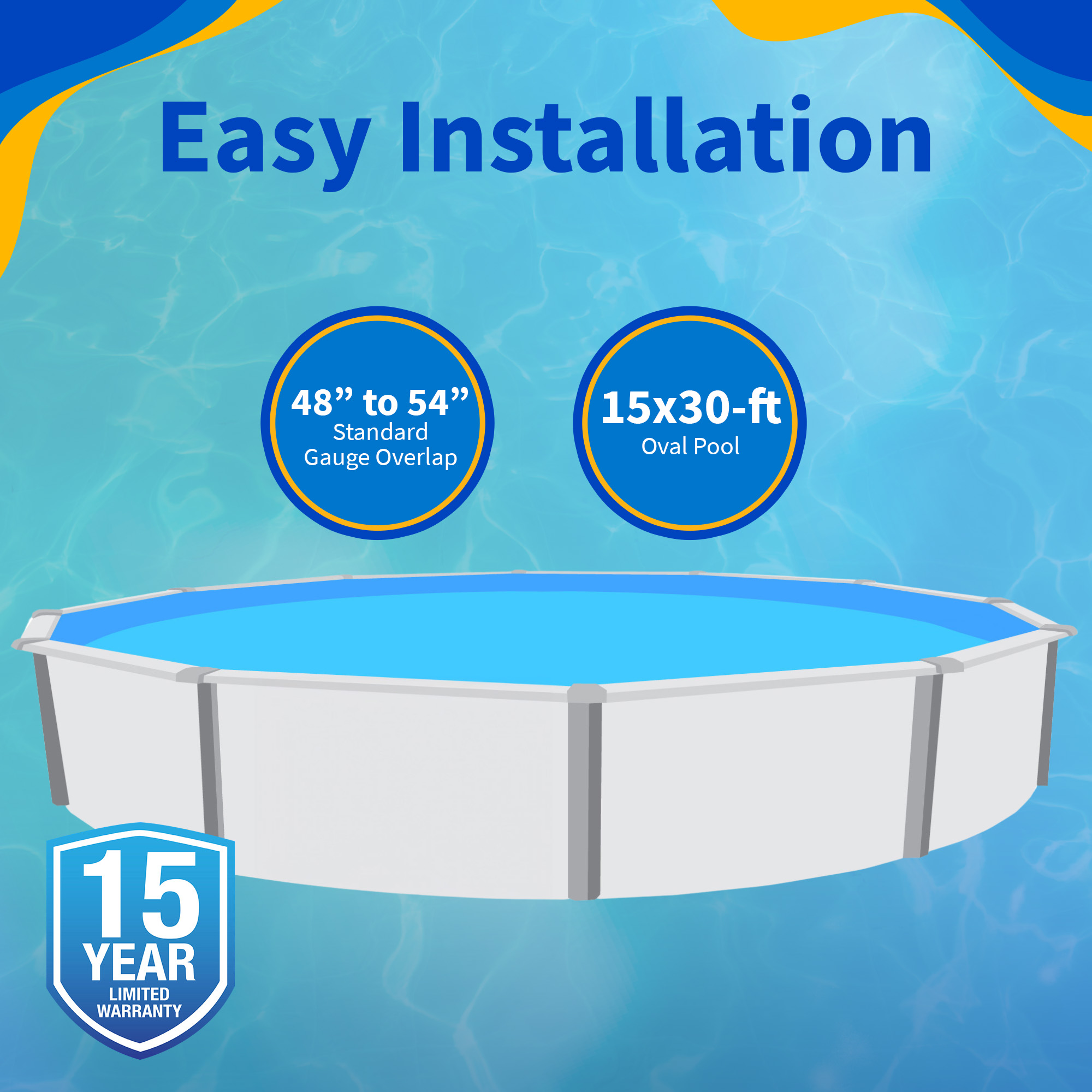 Blue 15-ft x 30-ft Oval Standard Gauge Overlap Liner - 48/54-in | NL332-20 image 4