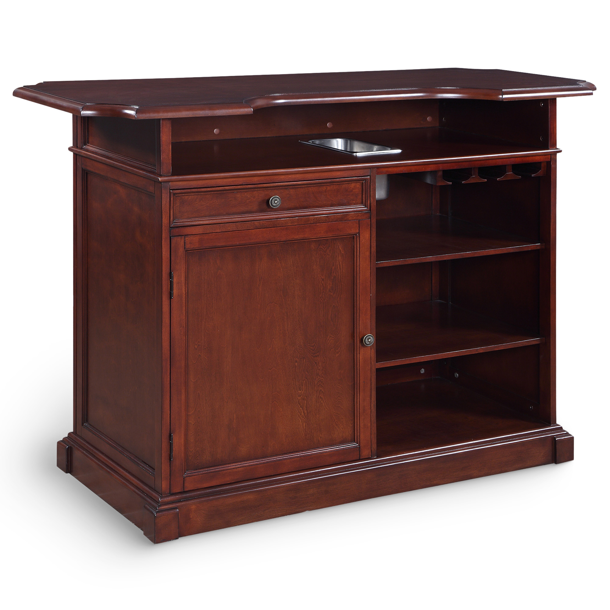 Ridgeline 60-in Hardwood Home Bar with Storage - Mahogany Finish | BG2728 image 2