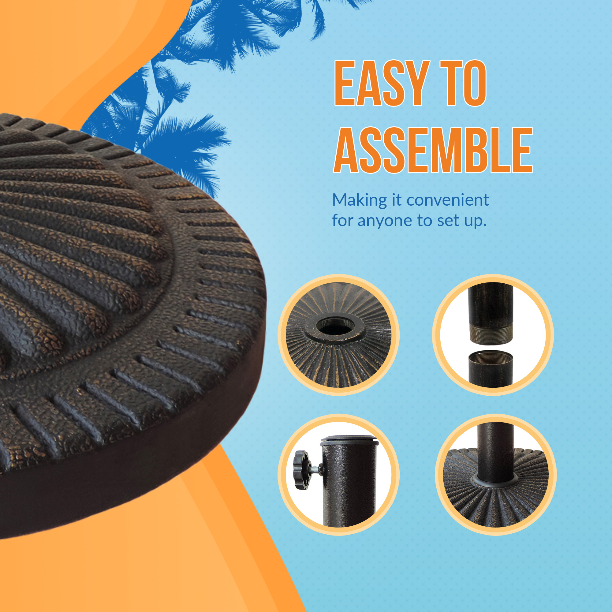 31-lb All-Weather Outdoor Poly-Resin Umbrella Base - Bronze | NU6792 image 7