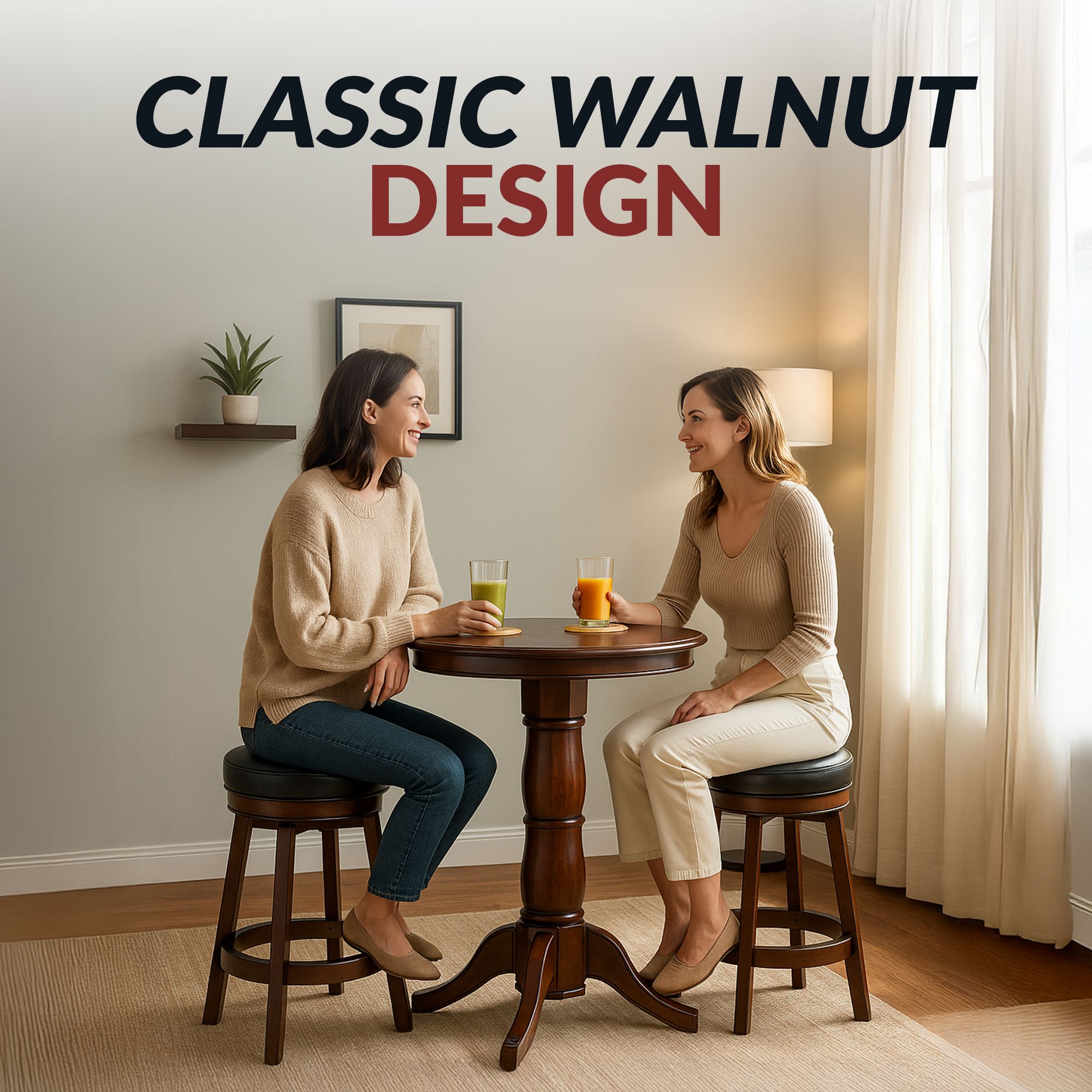 Oxford 3 Piece Hardwood Pub Table Set - Walnut Finish | BG2715W image 8
