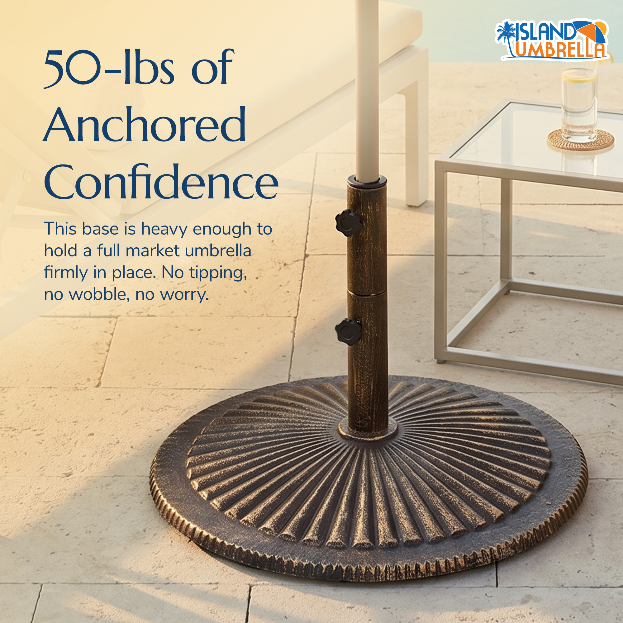 50-lb All-Weather Outdoor Classic Cast Iron Umbrella Base - Bronze | NU5405A image 2