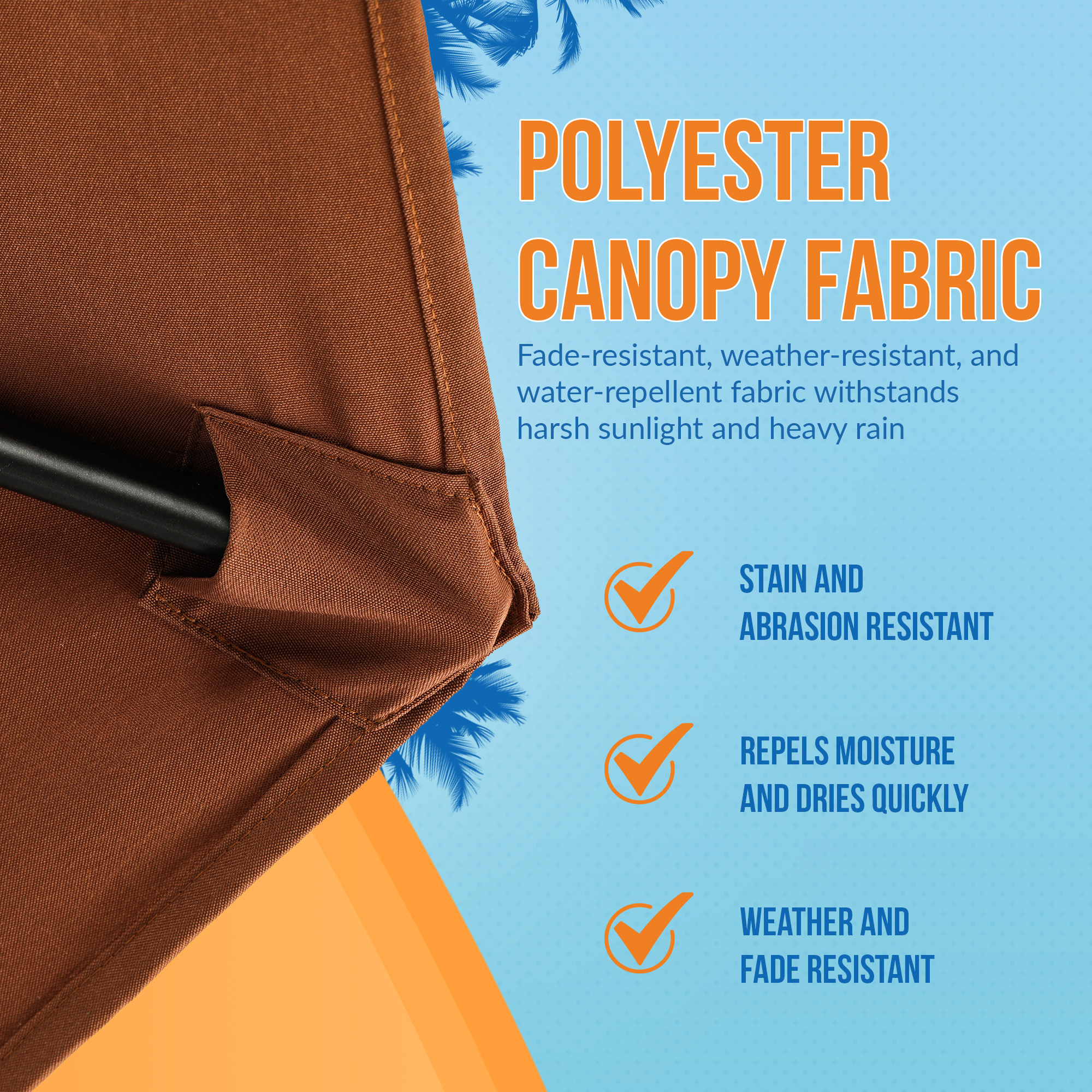 Lanai 9-ft Half Umbrella - Coffee - Polyester Canopy | NU5409CF image 6