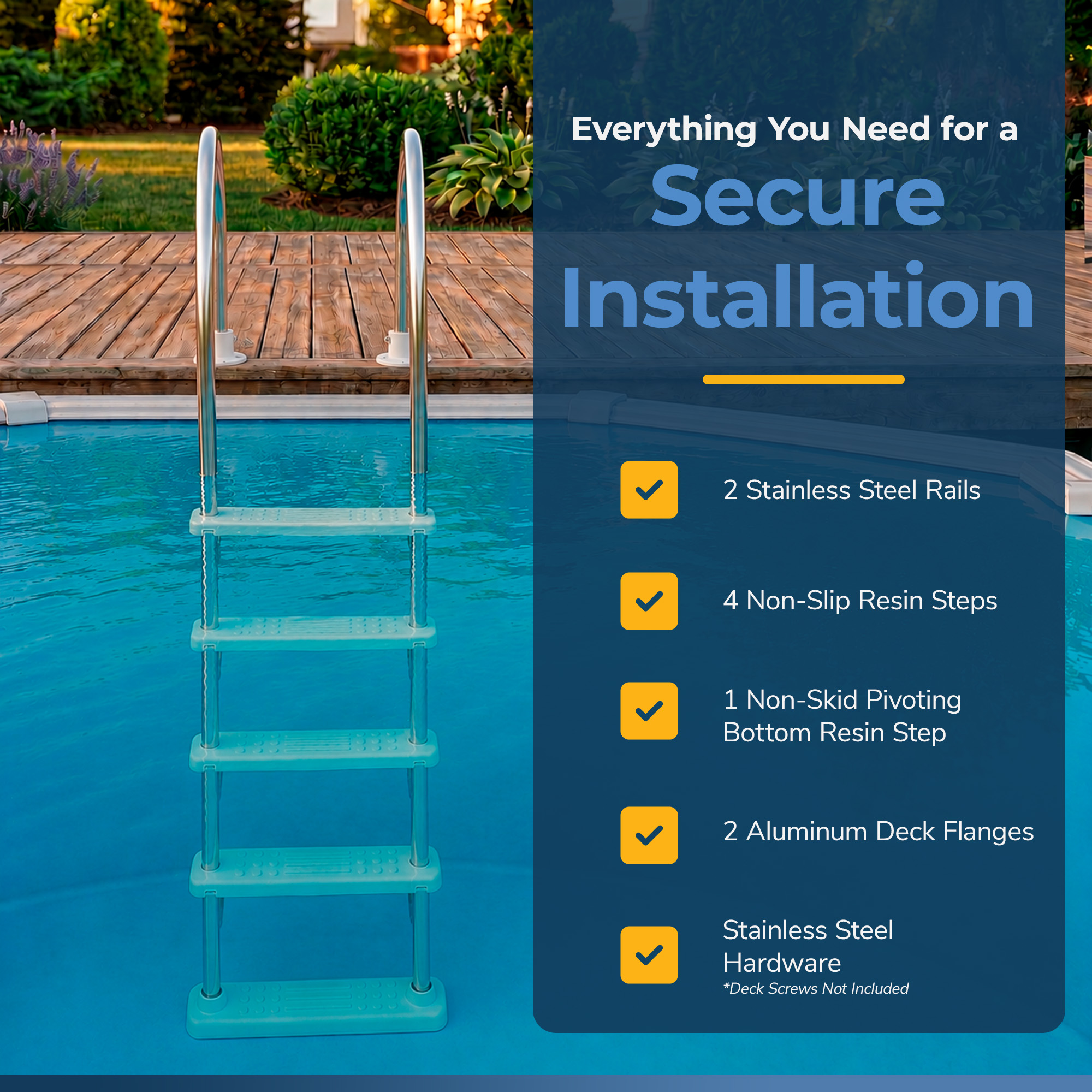 Stainless Steel Reverse Bend In-Pool Ladder for Above Ground Pools | NE1147 image 7