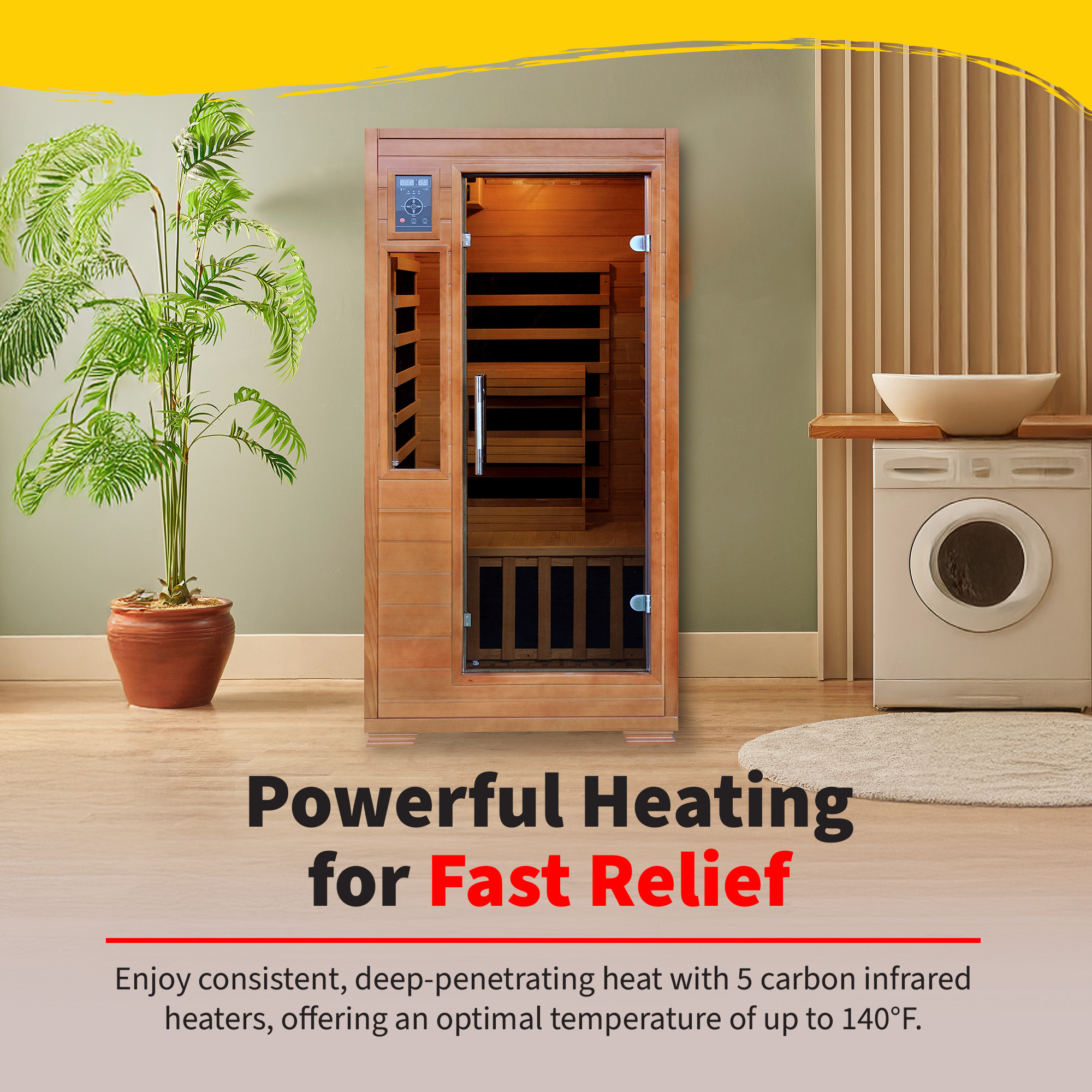 1-2 Person Hemlock Infrared Sauna with 5 Carbon Heaters | SA3202 image 7