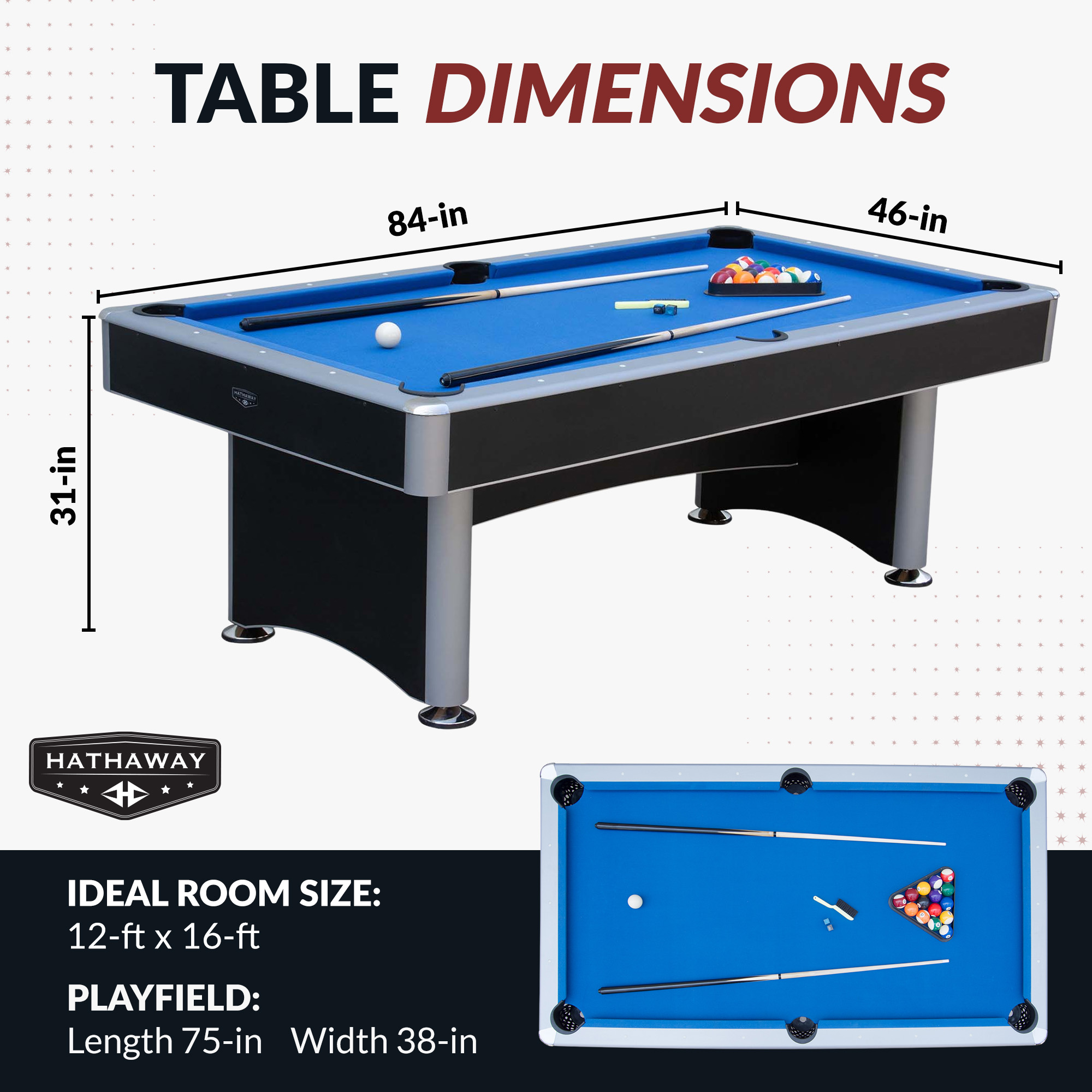 Maverick II 7-ft Pool Table with Table Tennis Top - Black with Blue Felt | BG50390 image 2