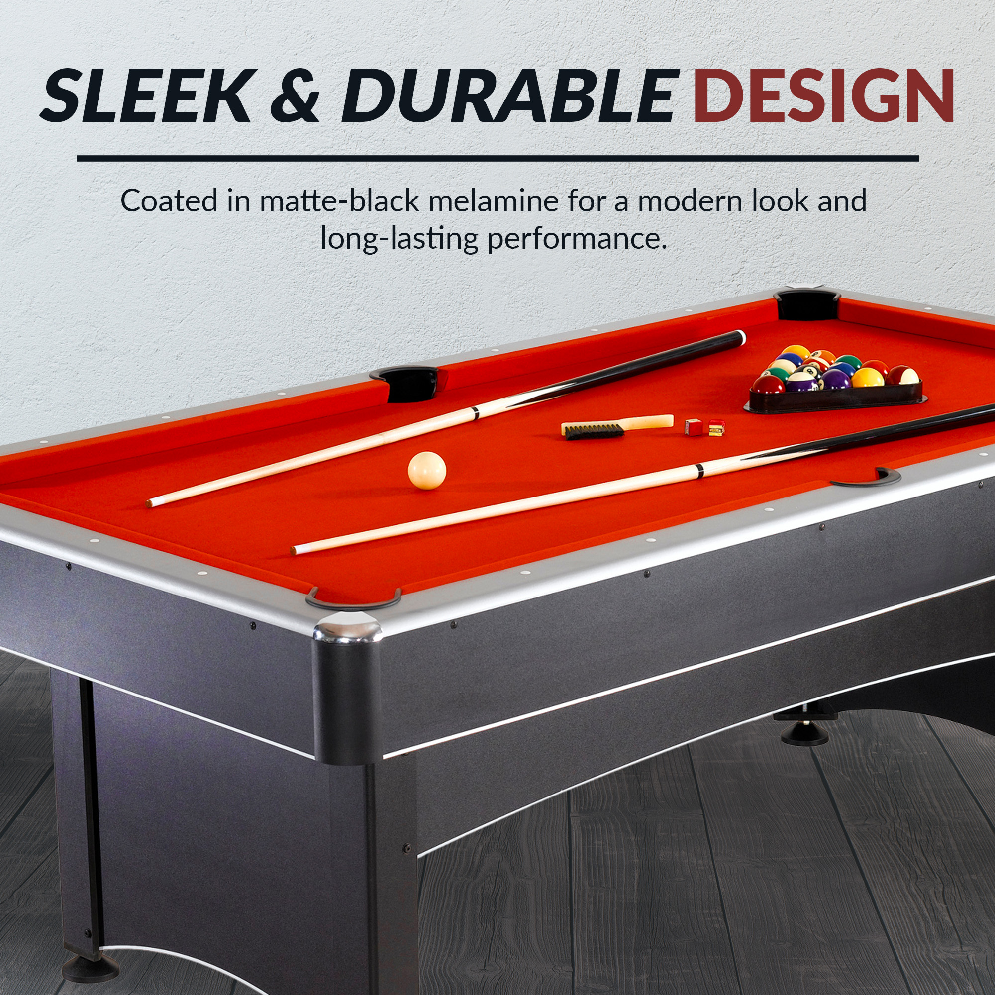 Maverick 7-ft Pool Table with Table Tennis Top - Black with Red Felt | BG1023M image 7