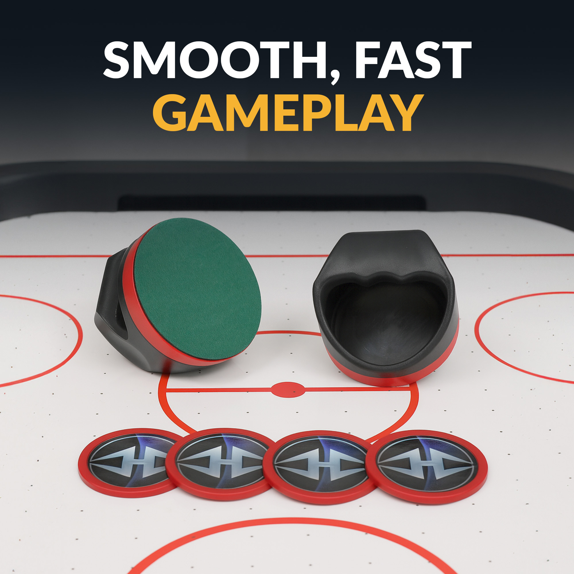 Air Hockey 4-in Strikers and Four 3-in Pucks - Black and Red | BG50385 image 7
