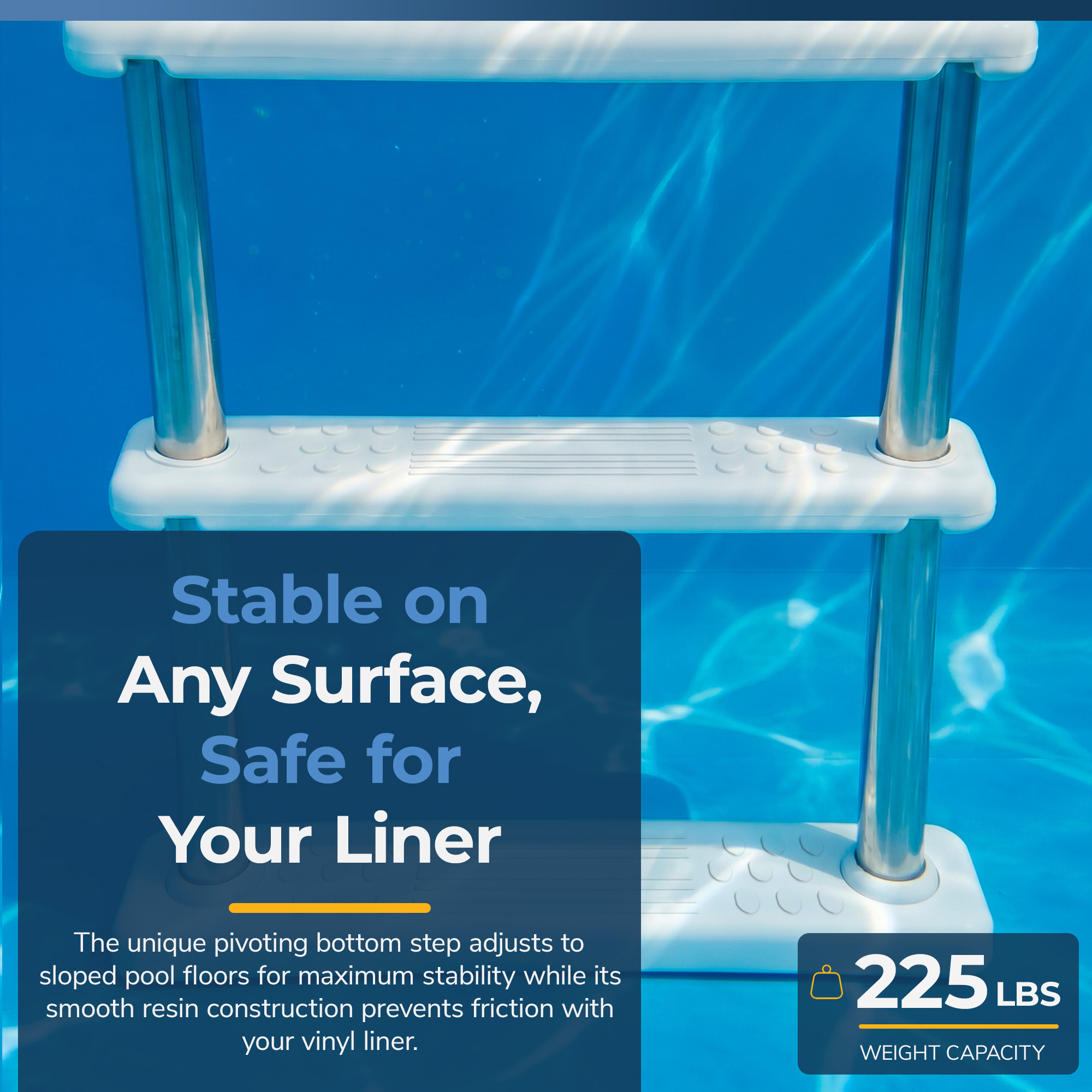 Stainless Steel Reverse Bend In-Pool Ladder for Above Ground Pools | NE1147 image 6