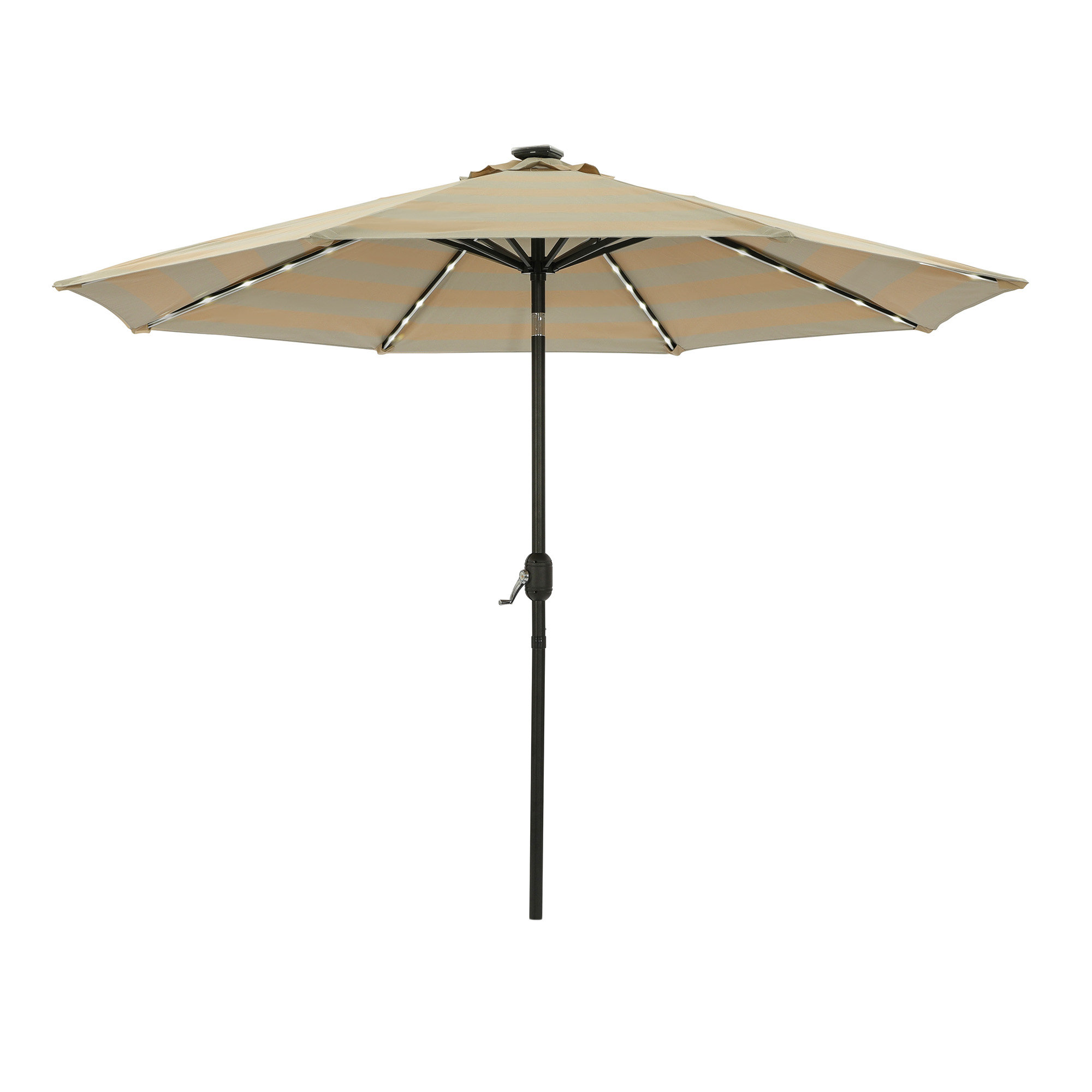 Mirage Fiesta 9-ft Octagon Market Umbrella with Solar LED Tube Lights - Champagne and Taupe | NU6850 image 2