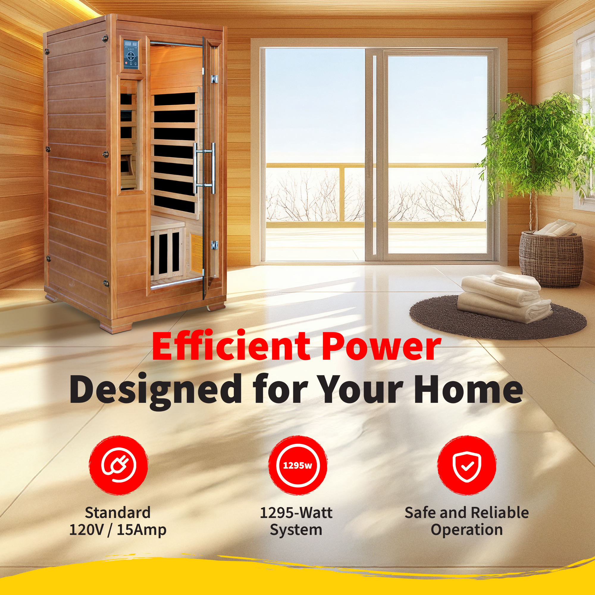 1-2 Person Hemlock Infrared Sauna with 5 Carbon Heaters | SA3202 image 8