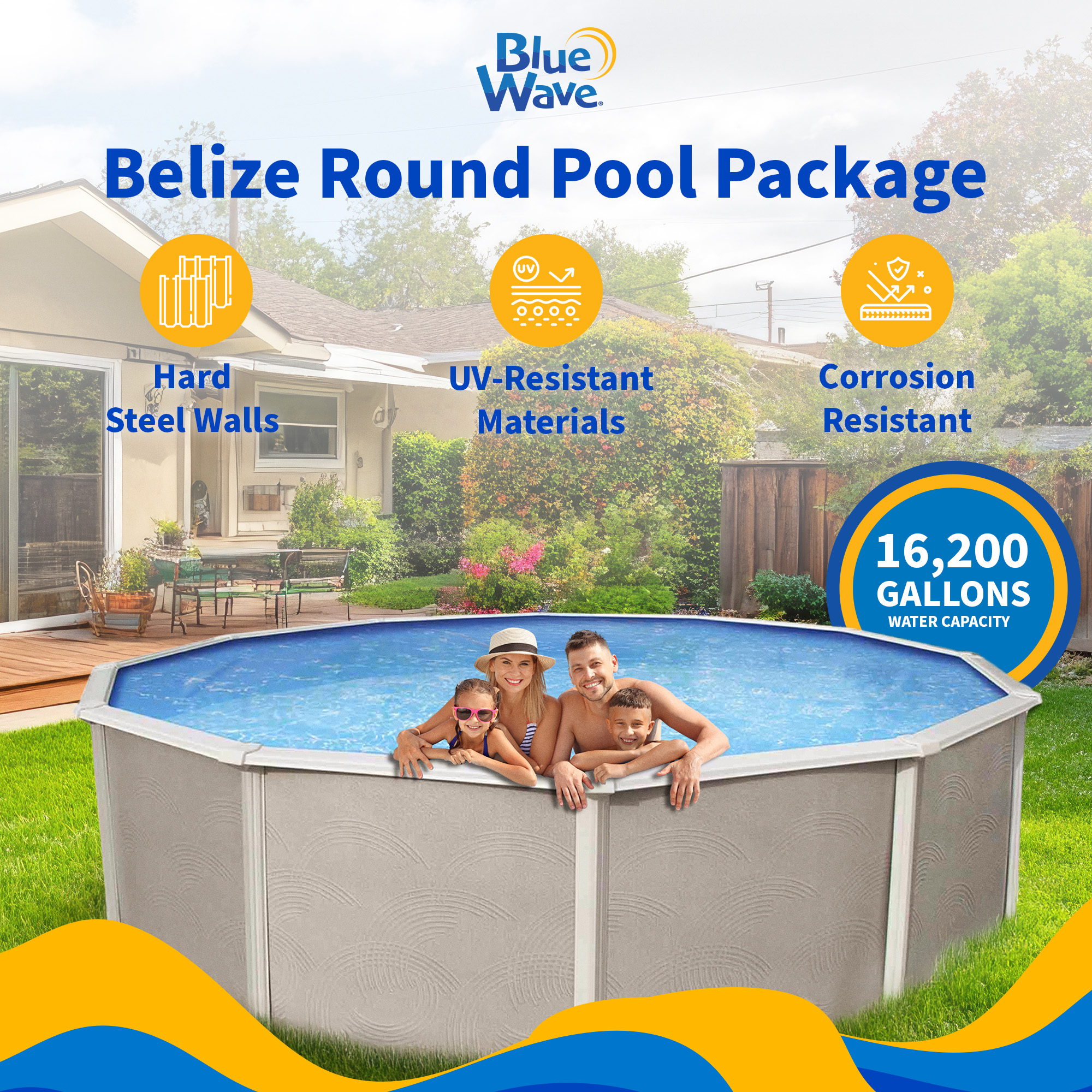Belize 27-ft Round 52-in Deep 6-in Top Rail Swimming Pool Package | NB3035 image 3