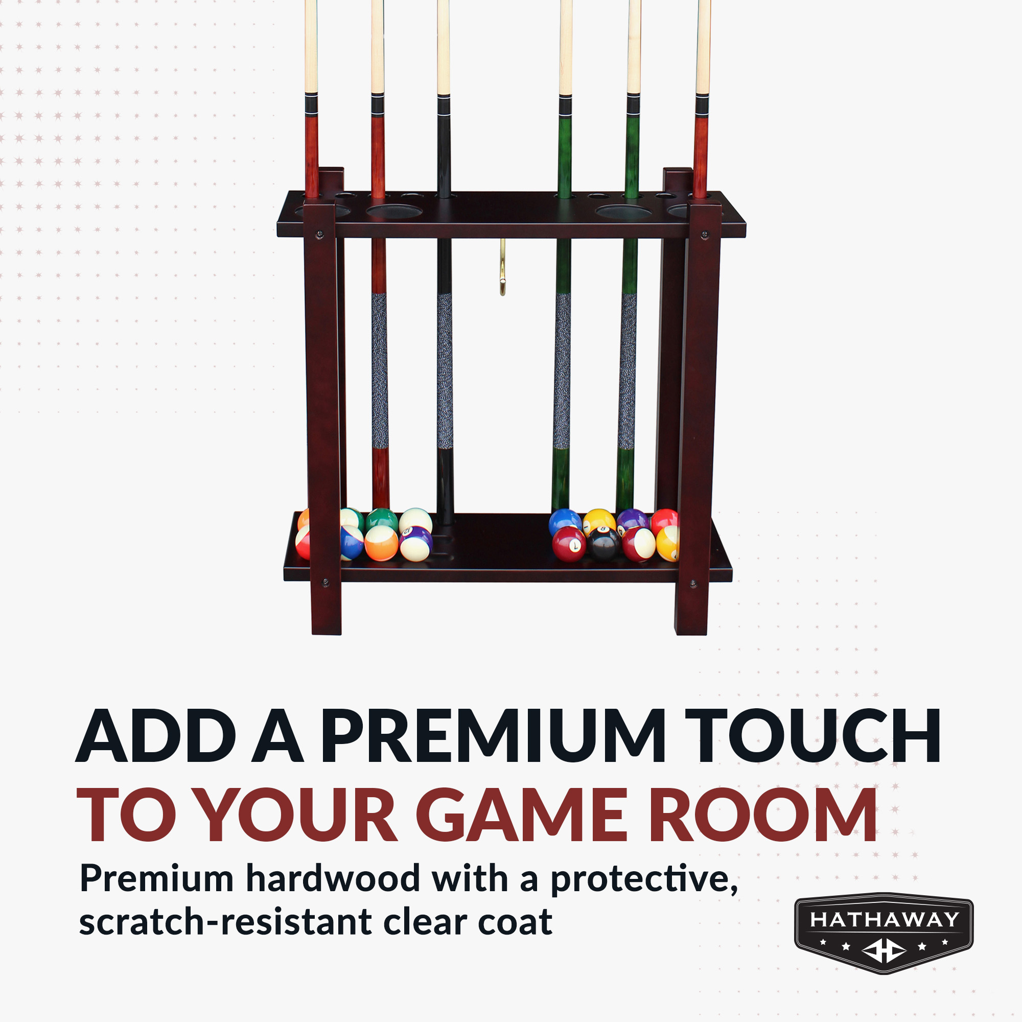 Classic 28-in Floor Billiard Cue Rack - Mahogany Finish | BG2567M image 6
