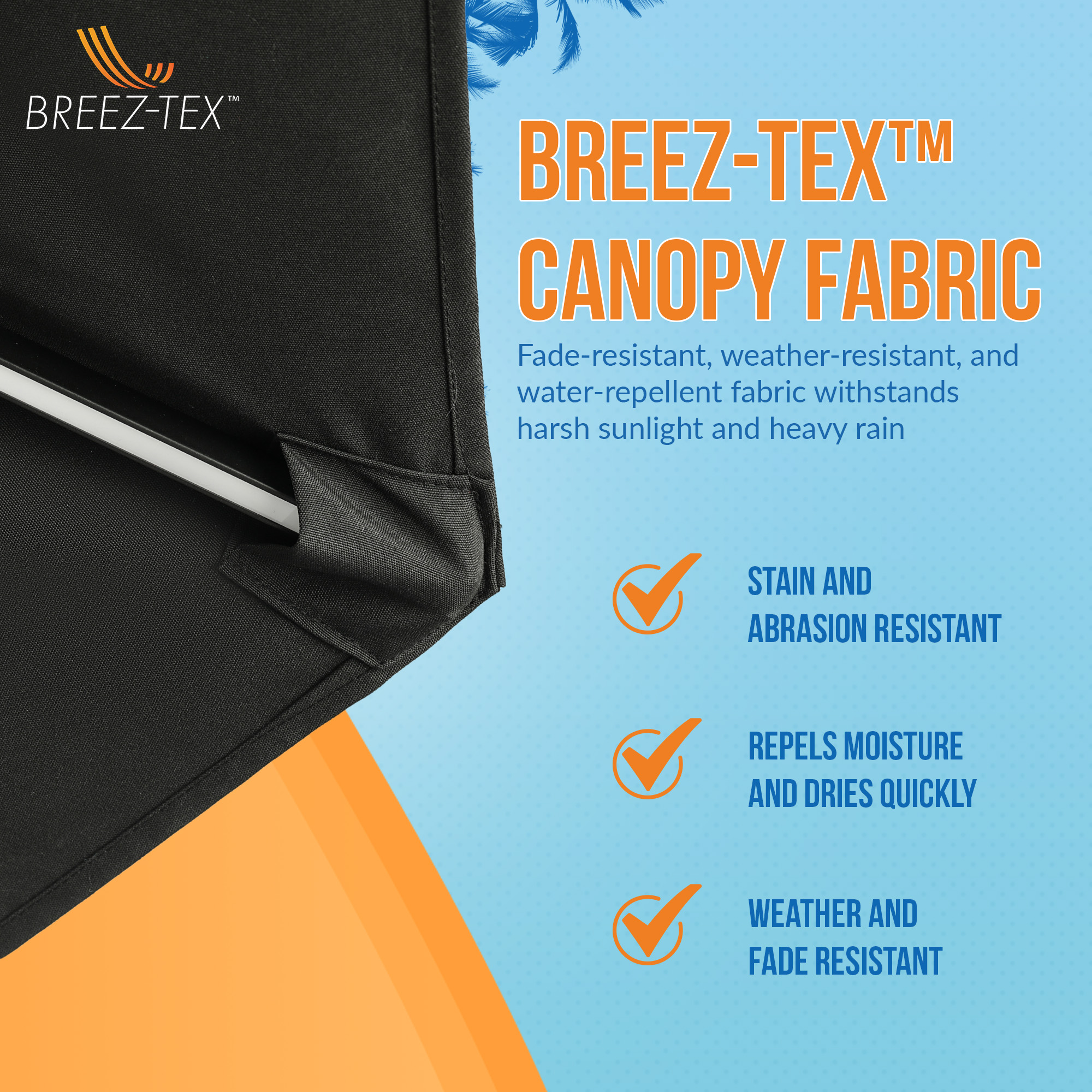 Calypso 11-ft Octagon Market Umbrella with Solar LED Lights - Black - Breez-Tex Canopy | NU6854 image 7