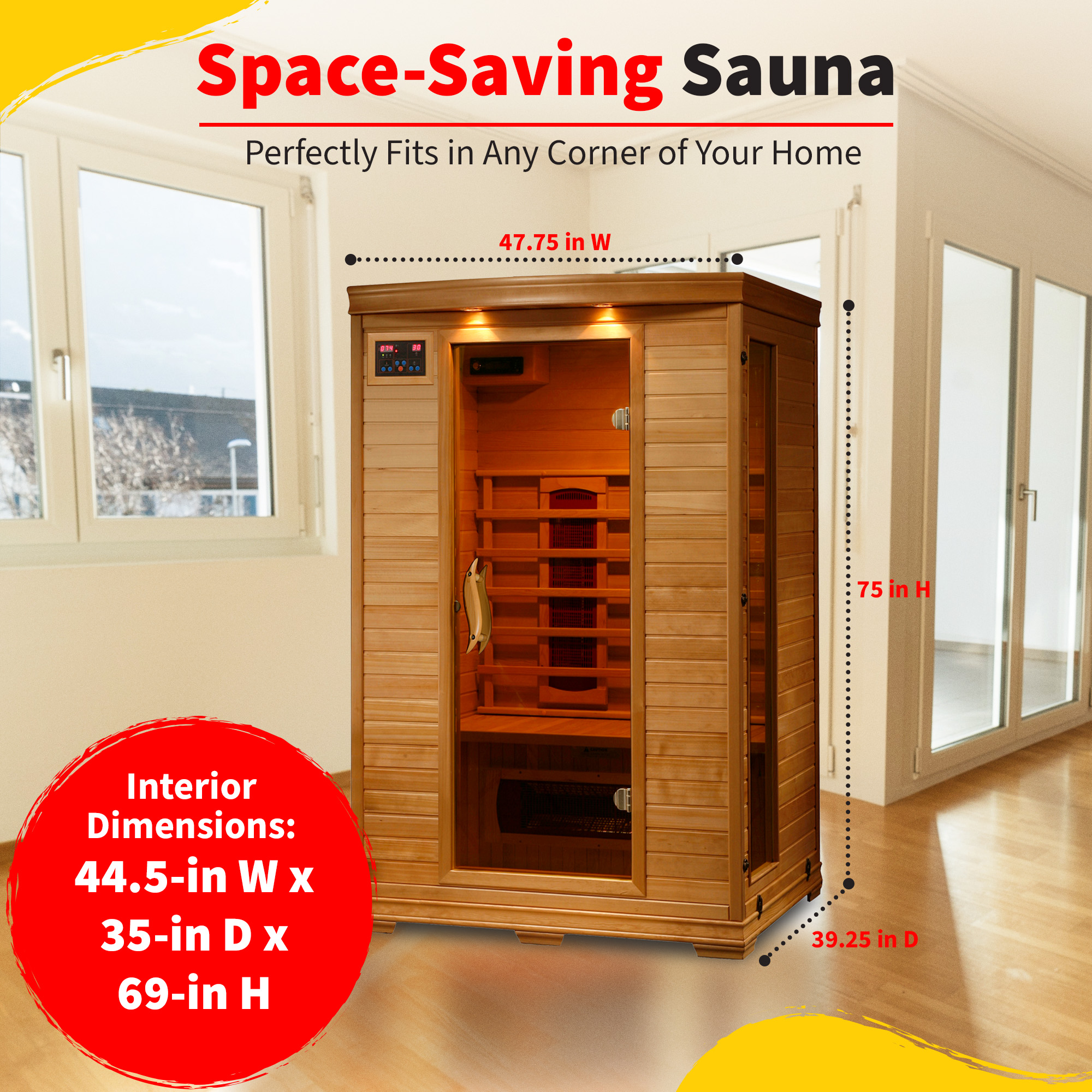 Coronado 2-Person Hemlock Infrared Sauna with 5 Ceramic Heaters | SA2406 image 5
