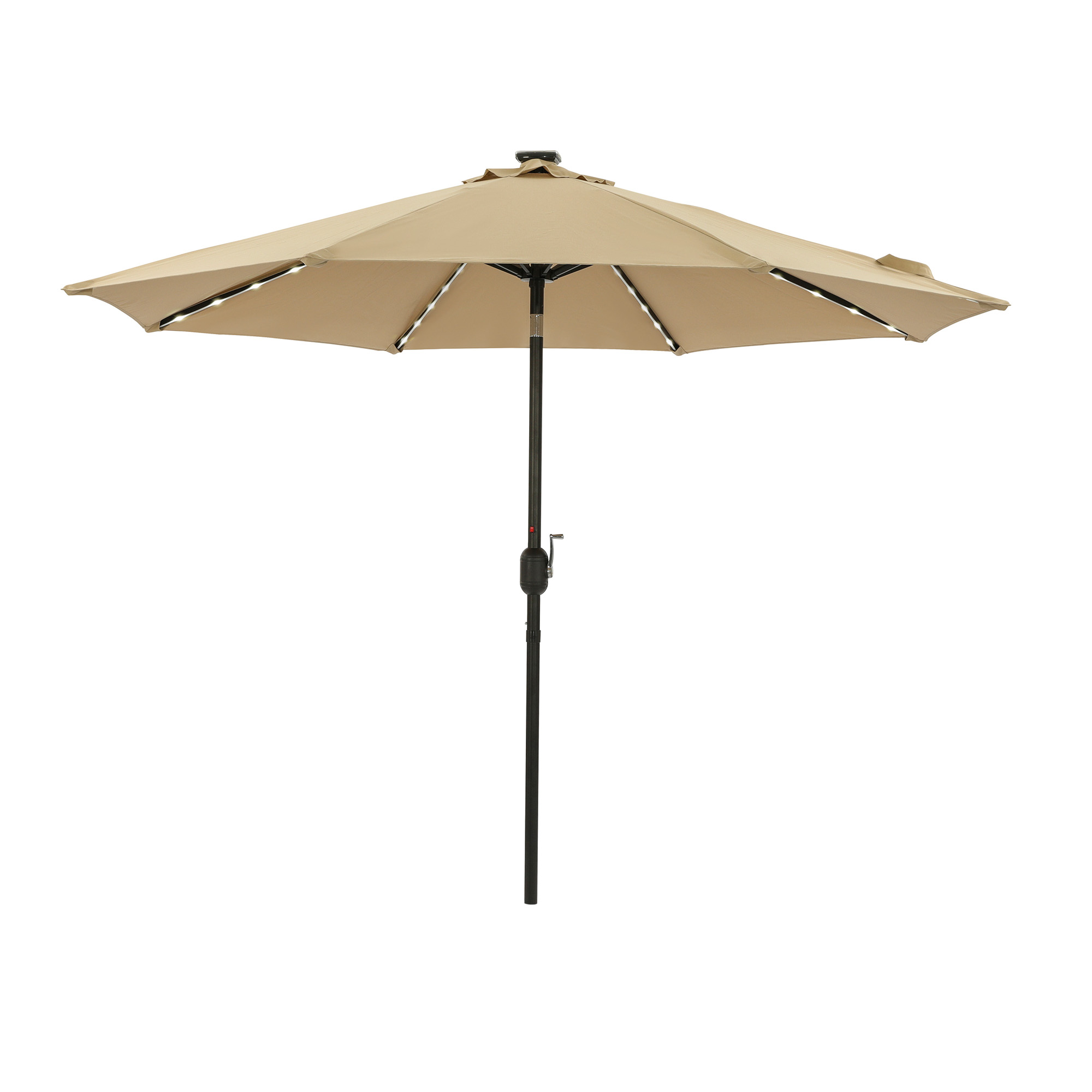 Mirage Fiesta 9-ft Octagon Market Umbrella with Solar LED Tube Lights - Champagne | NU6848 image 2
