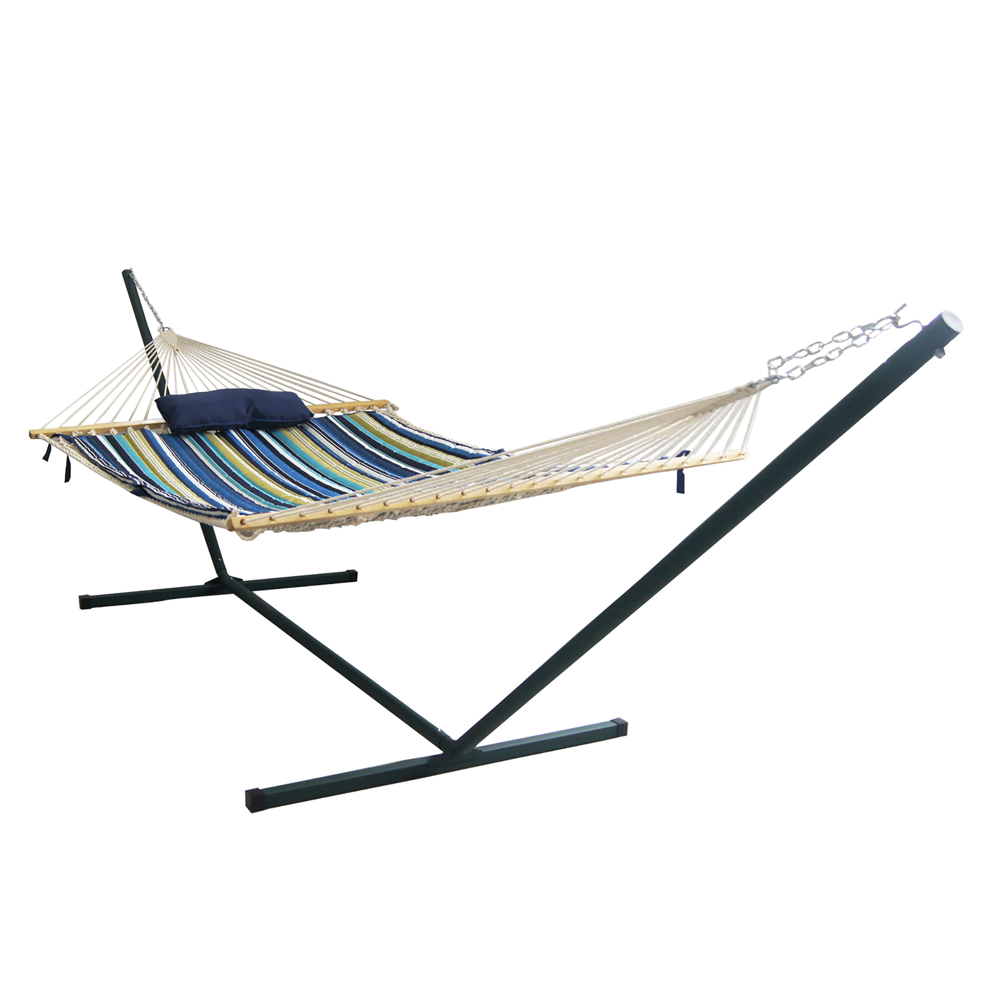 15' Outdoor Leisure Hammock Set - Blue Stripe | NU3110 image 2