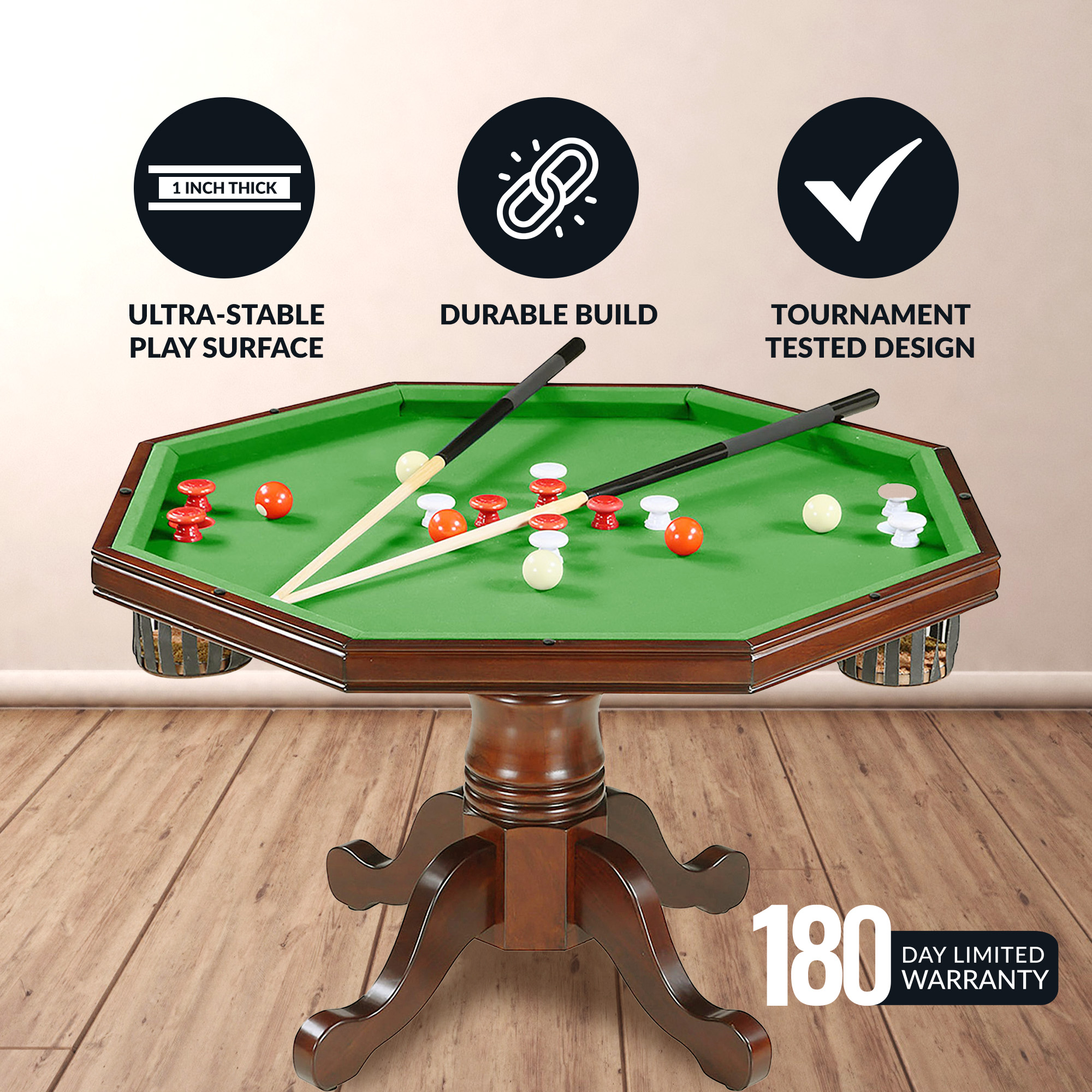 Kingston 48-in Poker Table Combo Set (Table Only) - Walnut Finish | BG2366T image 4