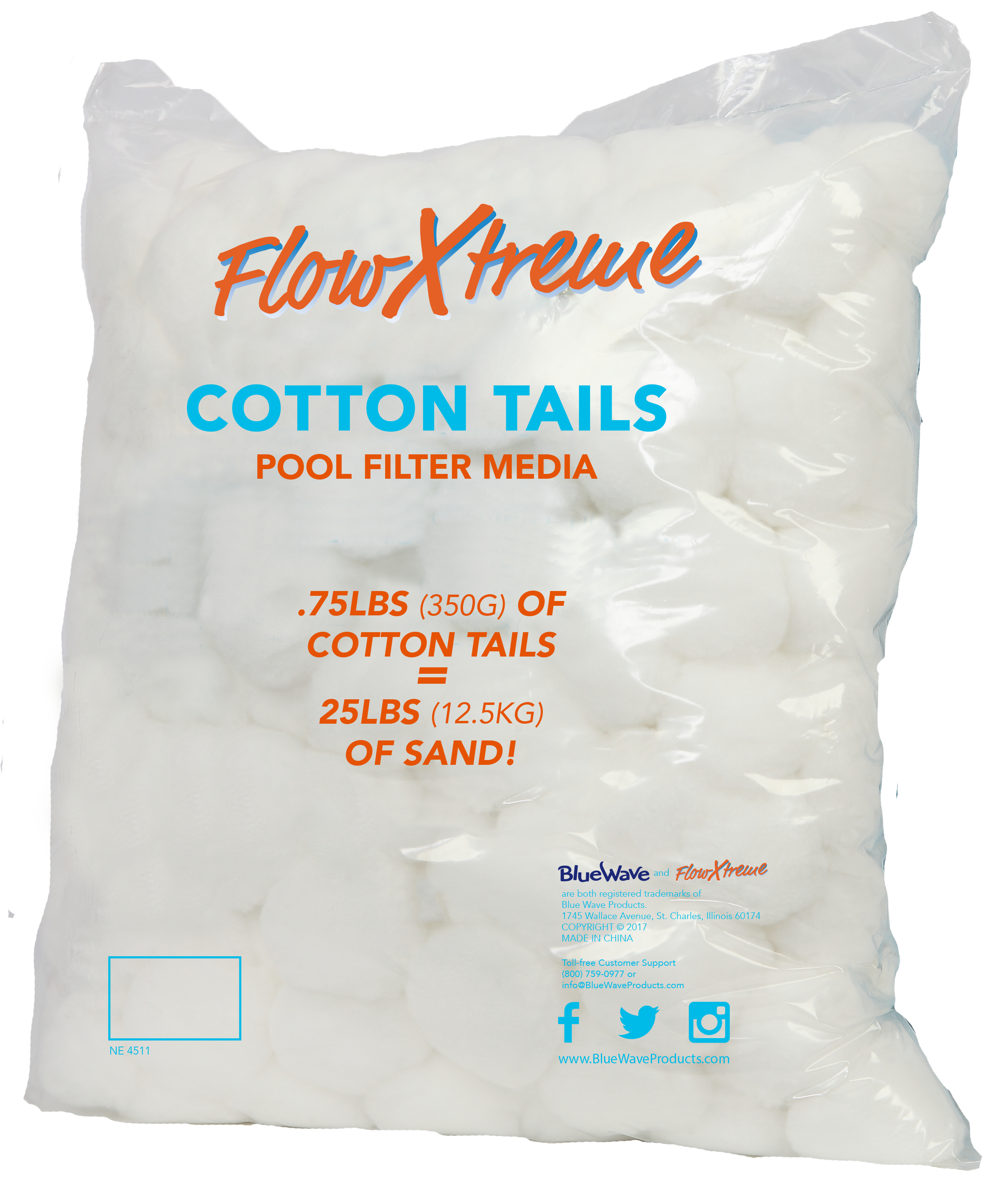 FlowXtreme® CottonTails® Filter Media 0.75-lbs (Replaces 25-lbs Sand) | NE4511